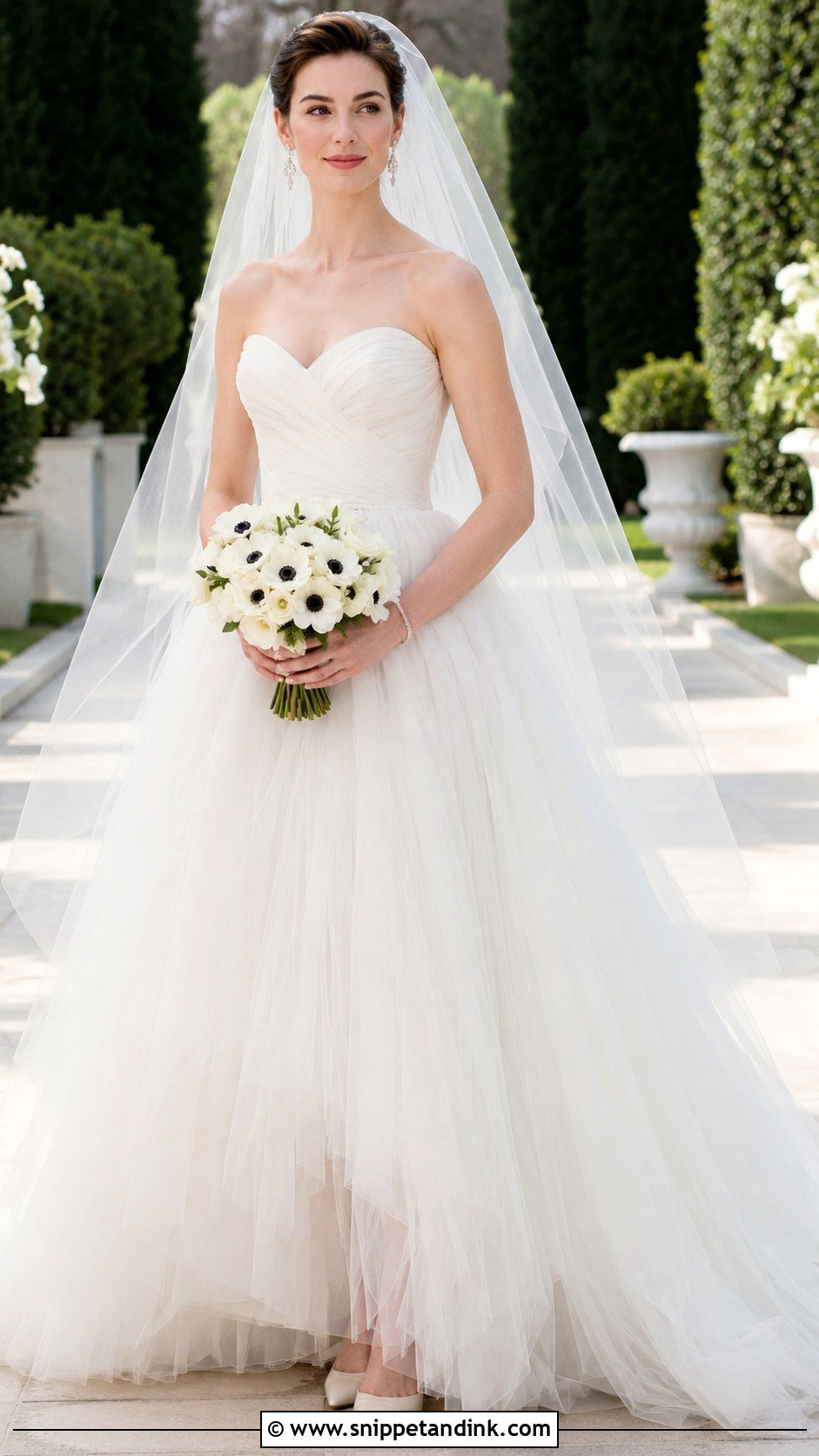 Anne Hathaway Strapless Tulle Wedding Dress - Snippet and Ink - 20 Anne Hathaway Wedding Dress Ideas