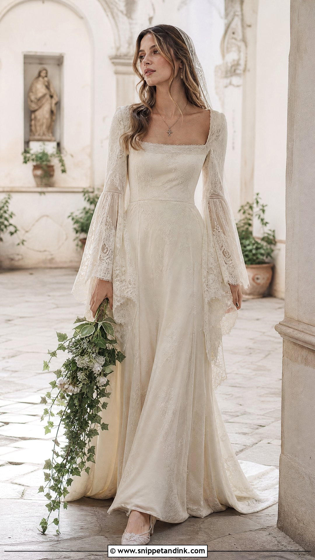 Antique Bell Sleeve Wedding Dress - Snippet and Ink - 25 Antique Wedding Dress Ideas