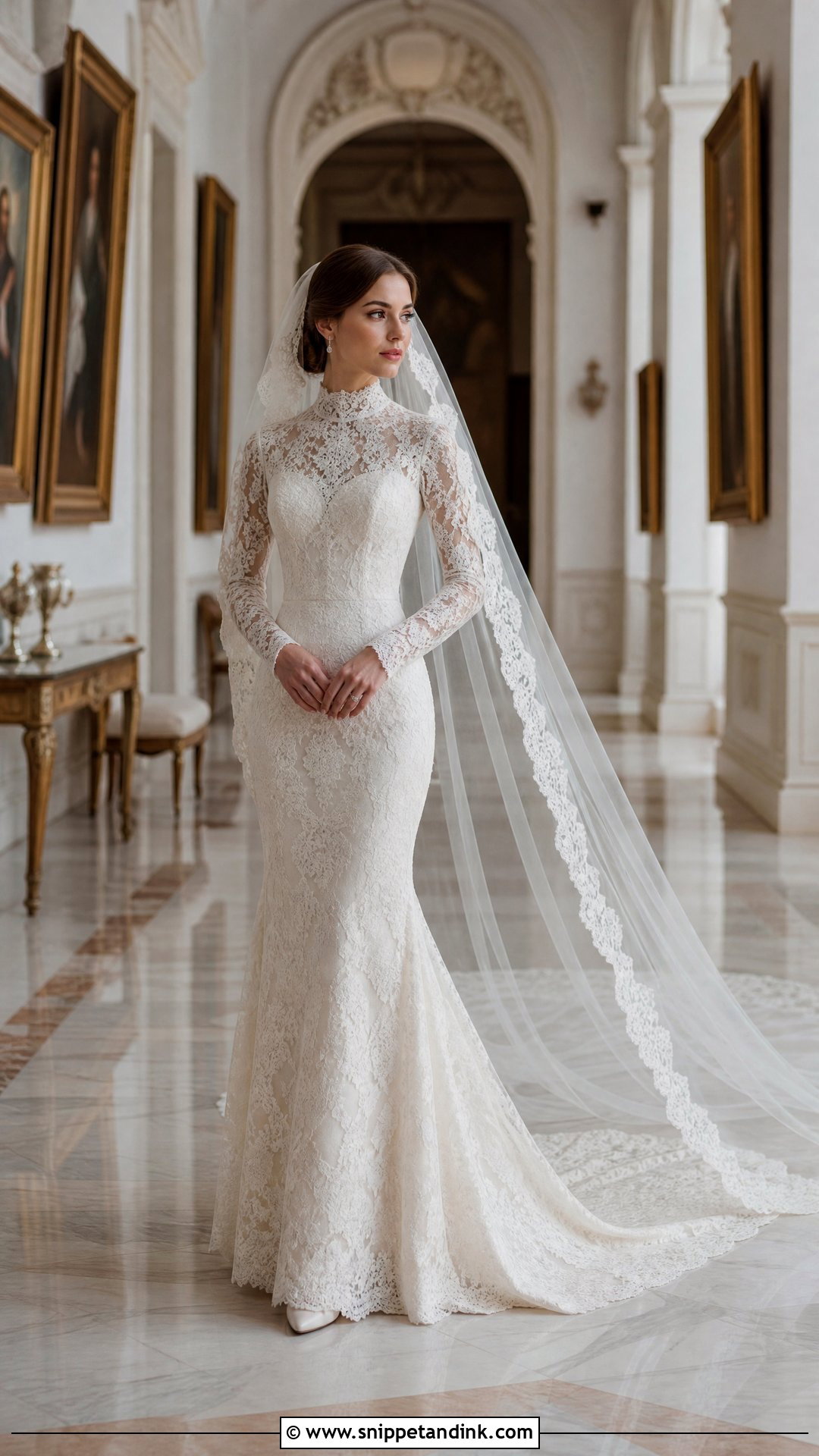 Antique Bridal Gown With Cathedral Veil - Snippet and Ink - 25 Antique Wedding Dress Ideas