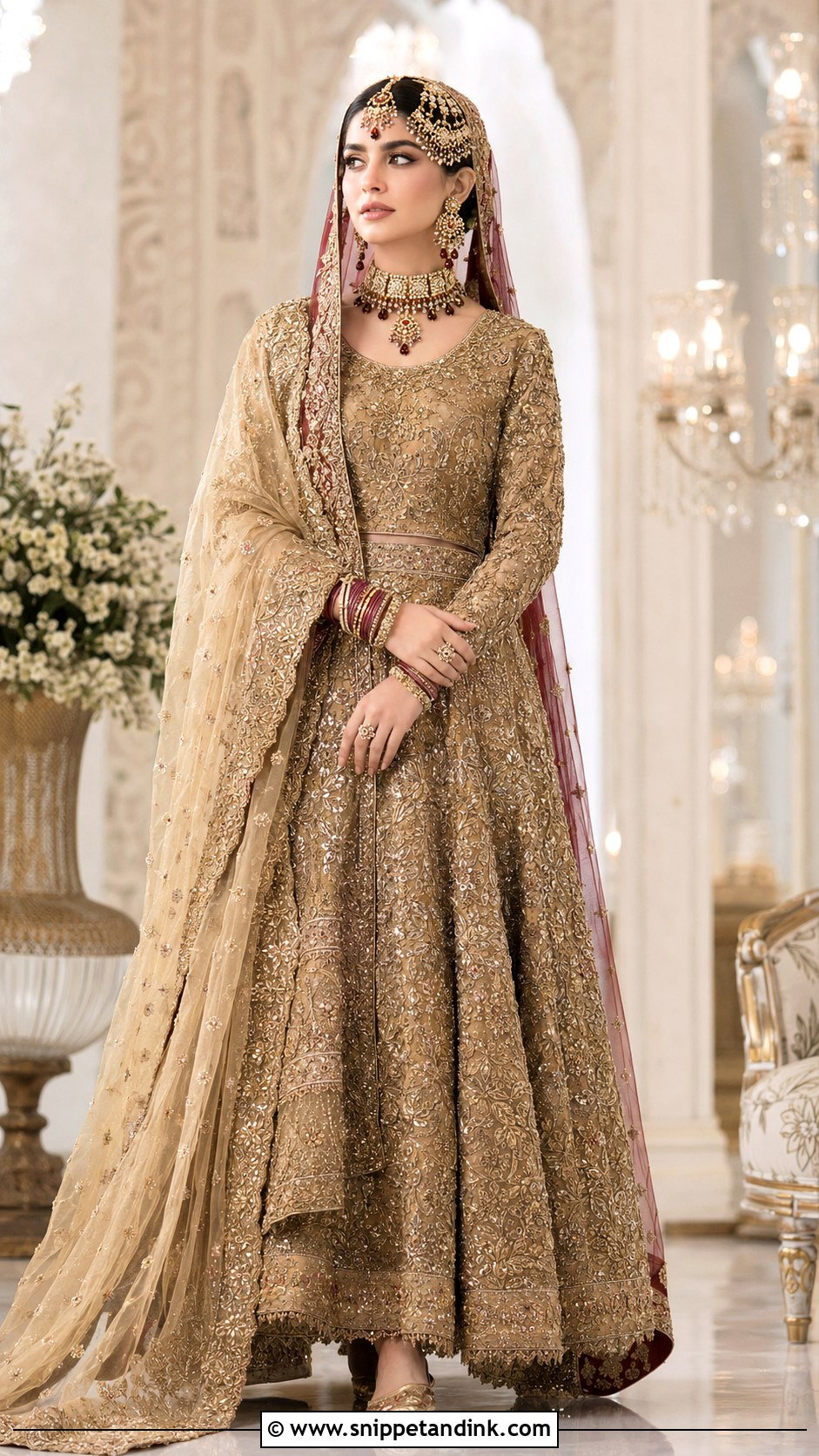 Antique Gold Barat Lehnga - Snippet and Ink - 20 Barat Lehnga Pakistani Bridal Ideas