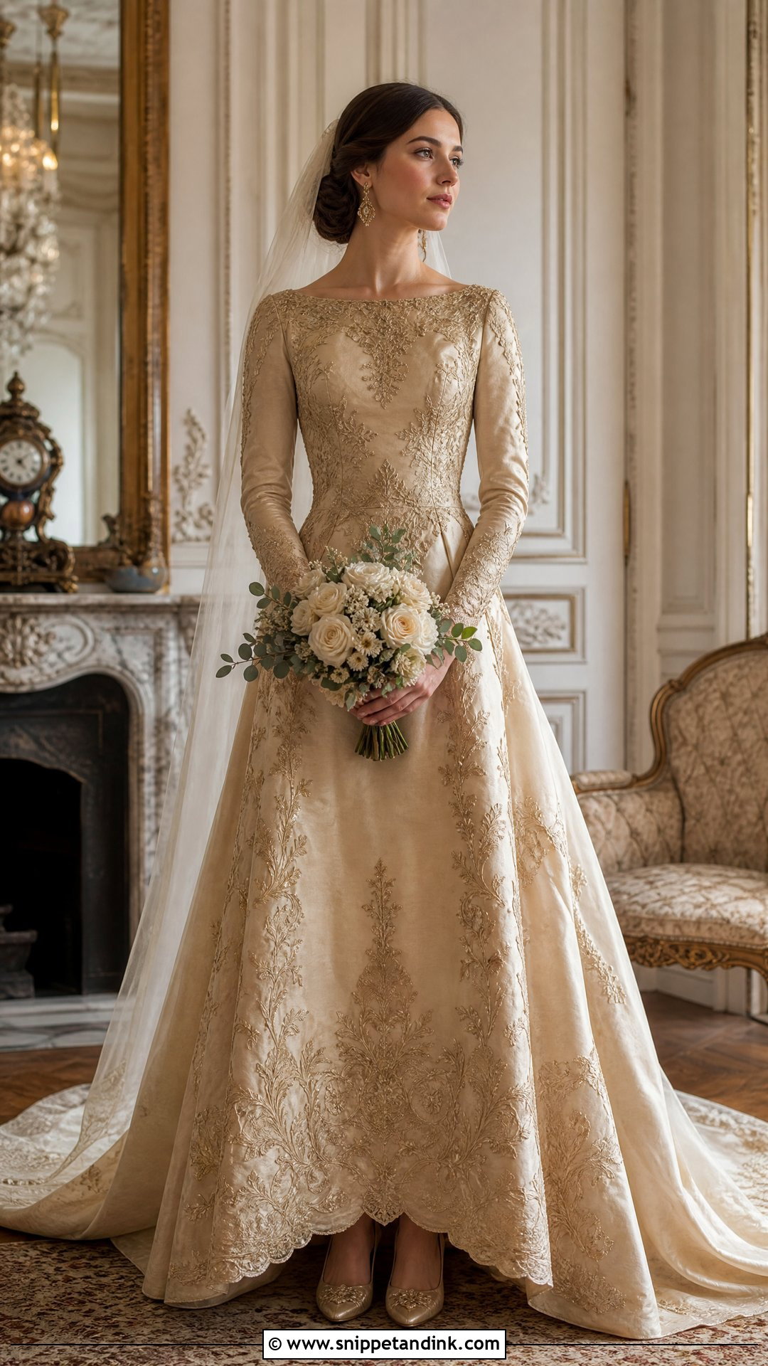 Antique Gold Vintage Wedding Gown - Snippet and Ink - 25 Gold Wedding Gowns