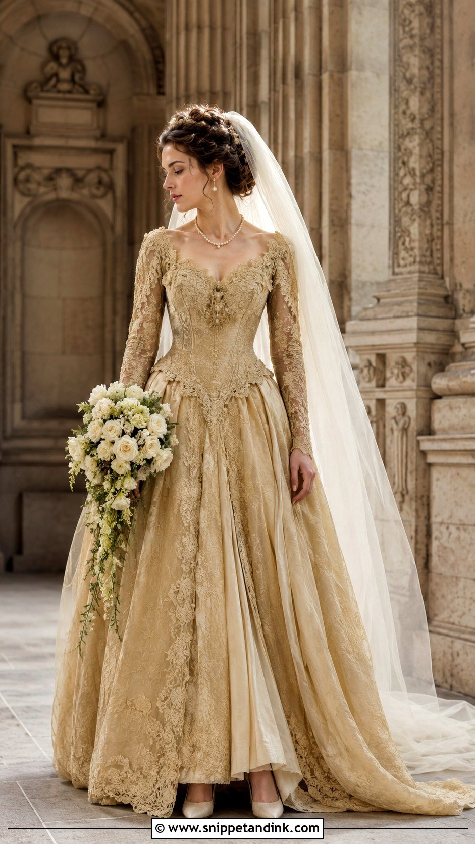 Antique Gold Wedding Dress - Snippet and Ink - 25 Golden Wedding Dress Ideas