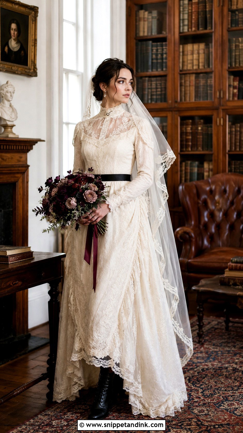 Antique Ivory Victorian Wedding Dress - Snippet and Ink - 20 Moody Wedding Dress Ideas