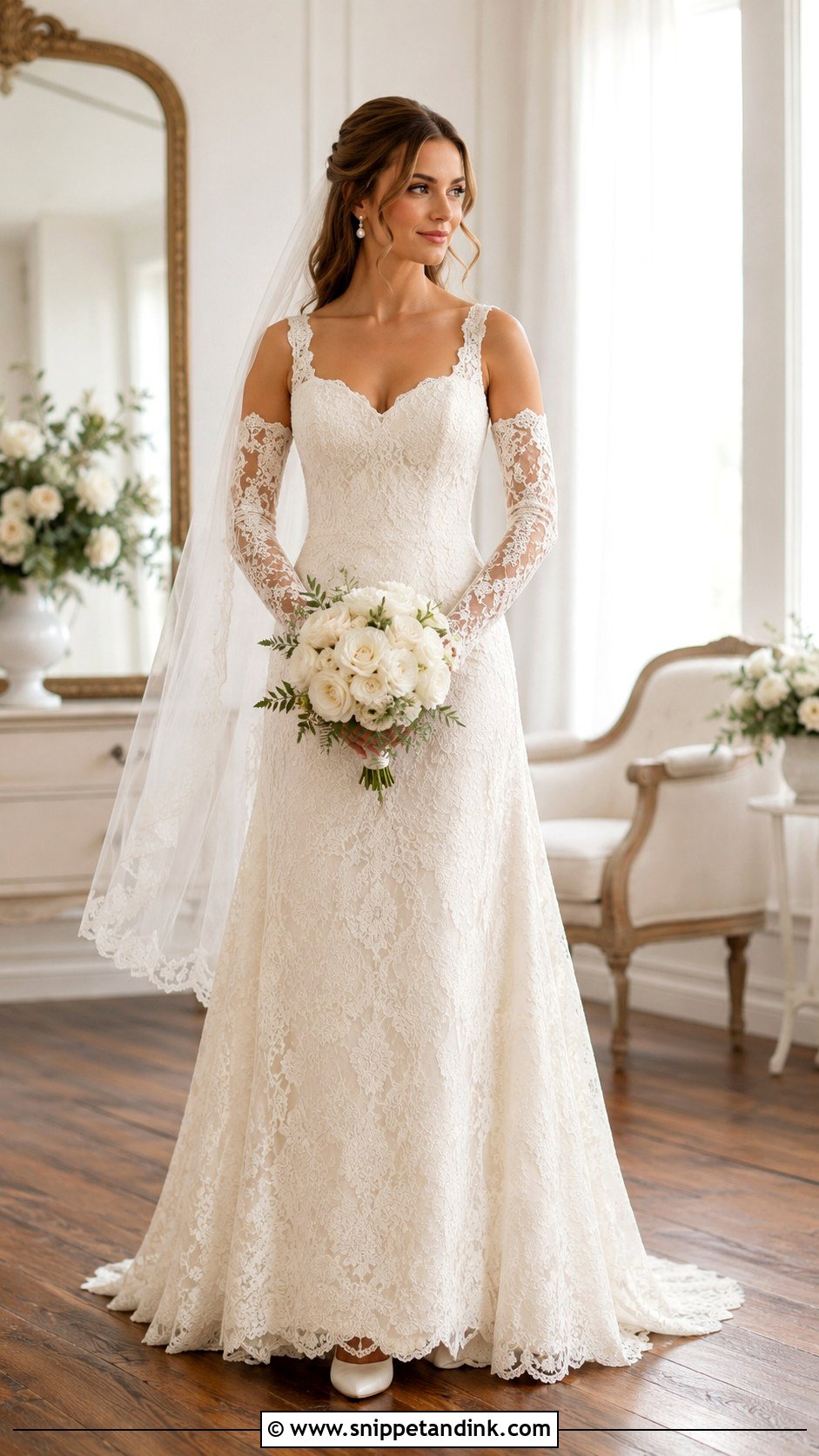 Antique Lace Wedding Dress With Detachable Sleeves - Snippet and Ink - 20 Antique Lace Wedding Dress Ideas
