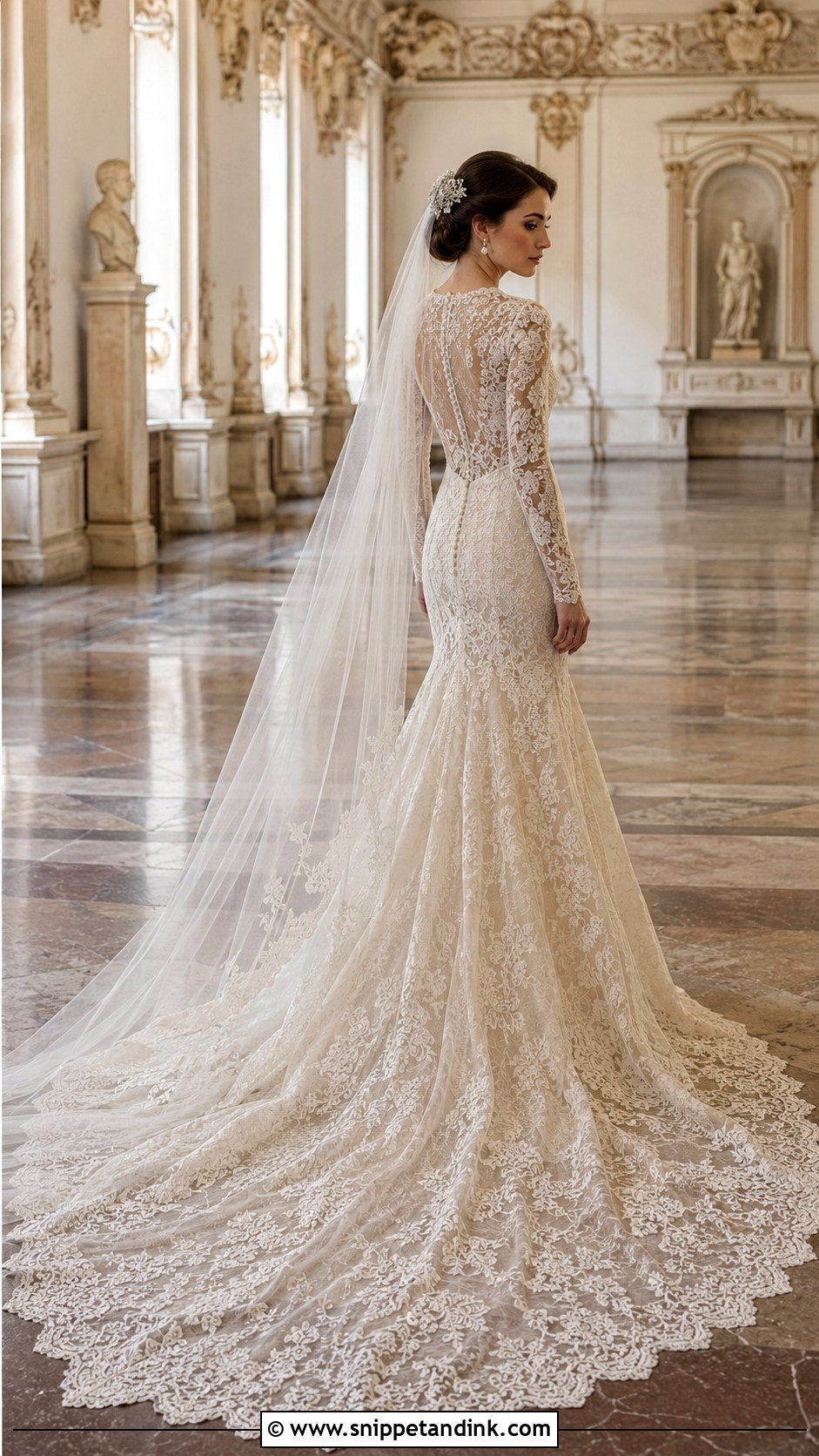Antique Lace Wedding Dress With Train - Snippet and Ink - 20 Antique Wedding Dresses