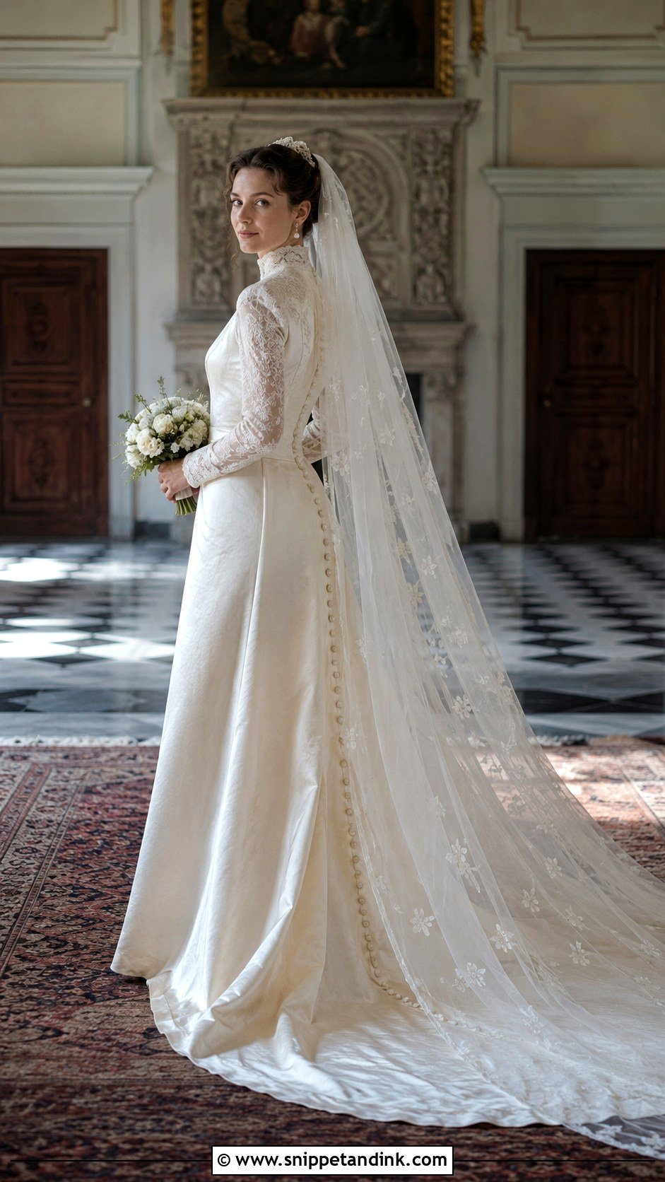 Antique Wedding Dress With Cathedral Veil - Snippet and Ink - 20 Antique Wedding Dresses
