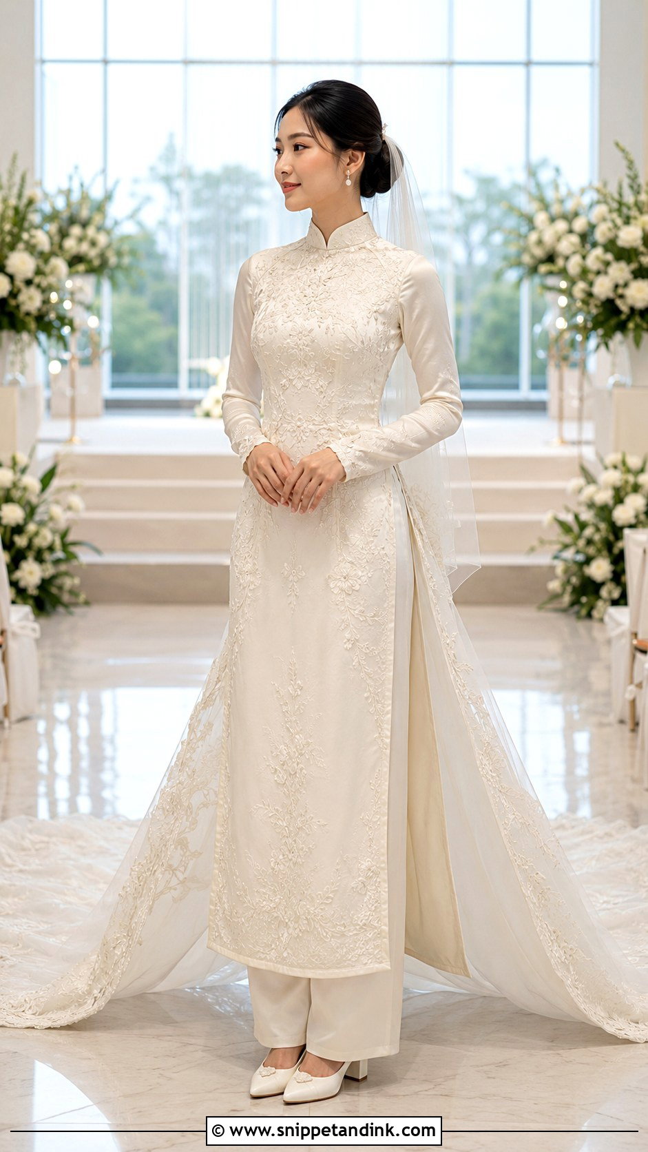 Ao Dai Wedding Dress With Detachable Train - Snippet and Ink - 20 Ao Dai Wedding Dress Ideas