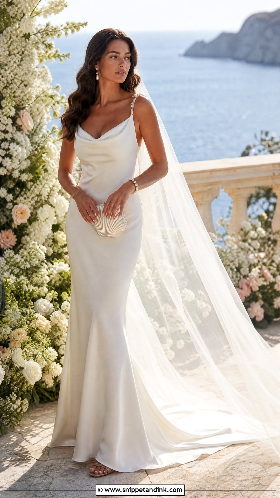 Aphrodite Inspired Wedding Dress With Pearl Details - Snippet and Ink - 25 Ancient Greek Wedding Dress Ideas