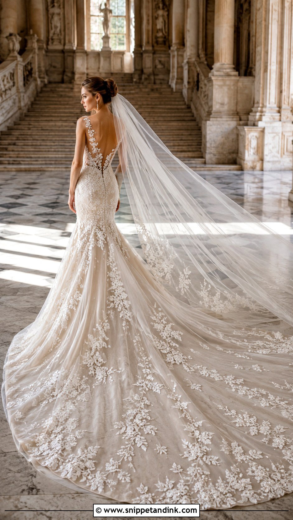Applique Wedding Dress With Cathedral Train - Snippet and Ink - 20 Applique Wedding Dress Ideas