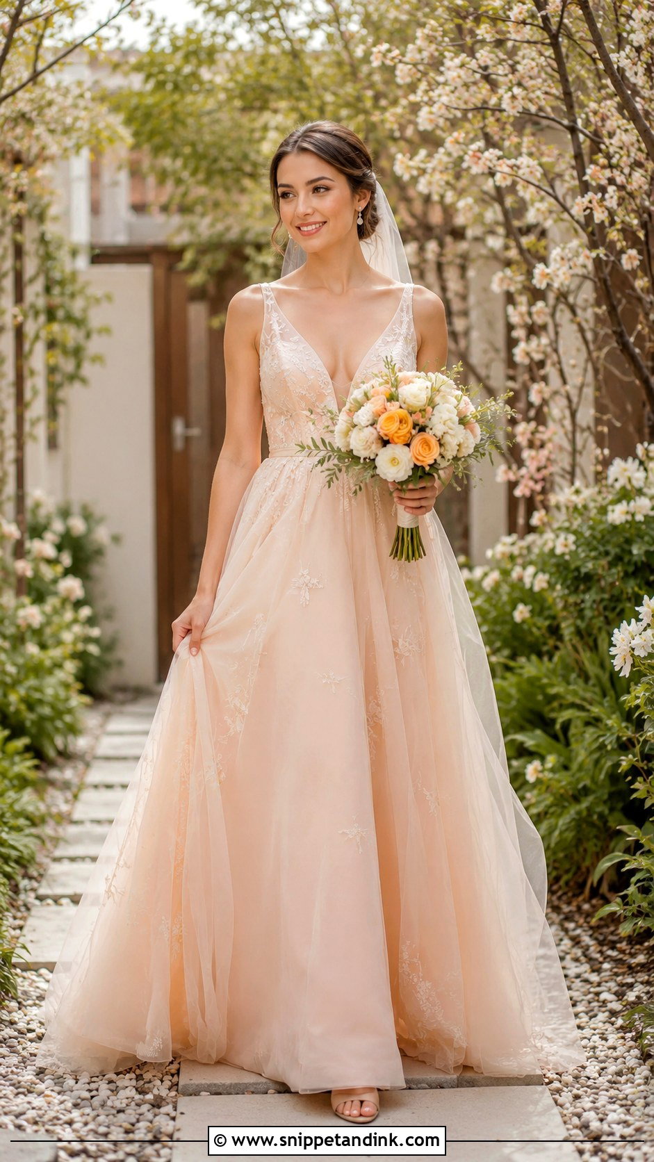 Apricot Wedding Dress - Snippet and Ink - 25 Orange Wedding Dress Ideas