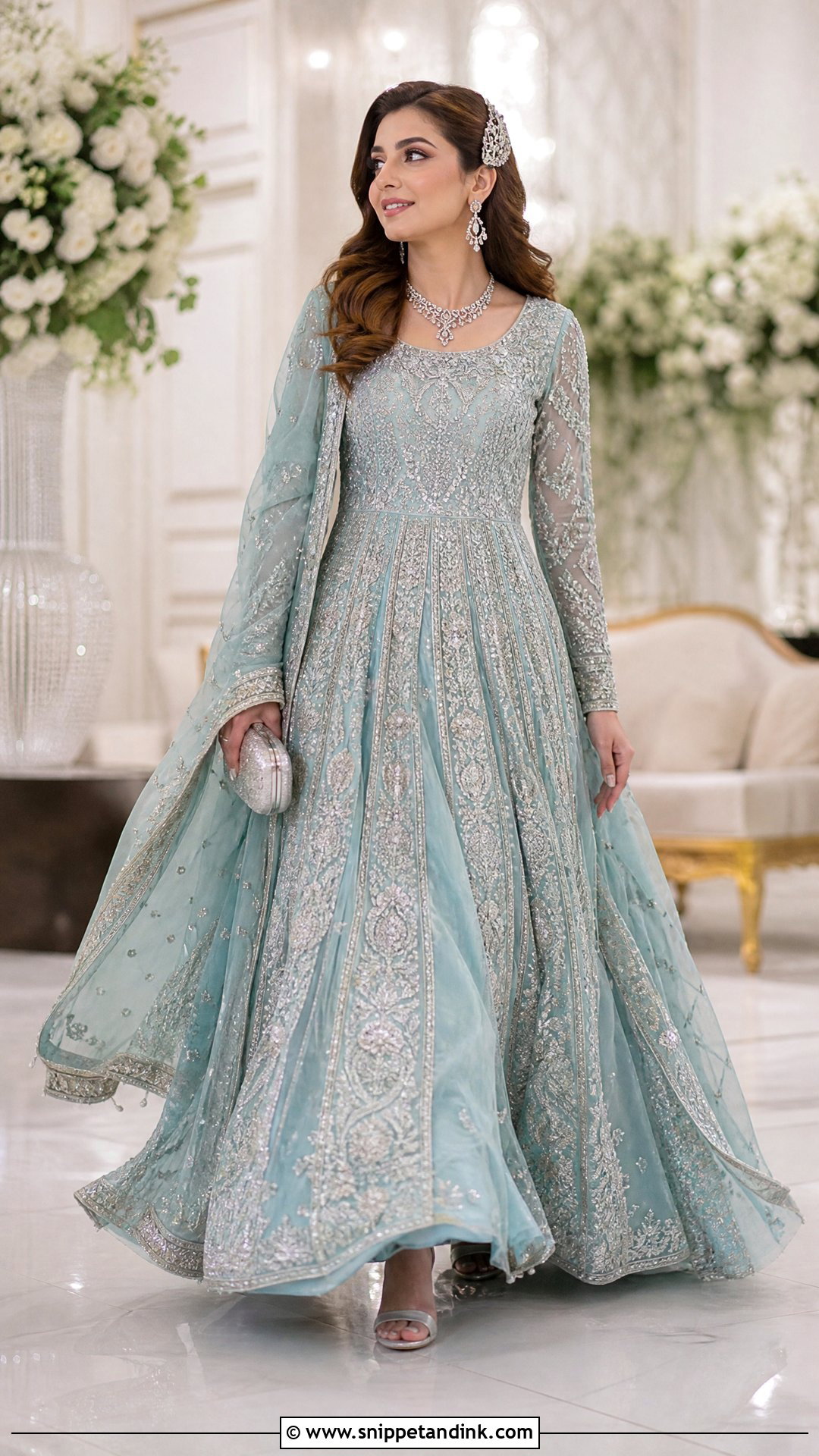 Aqua Blue Pakistani Bridal Walima Maxi - Snippet and Ink - 20 Pakistani Bridal Walima Maxi Ideas