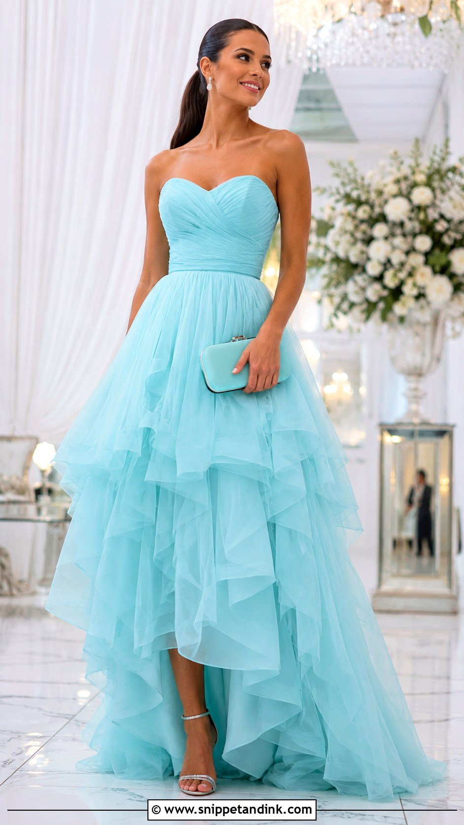 Aqua Blue Ruffle Ballgown - Snippet and Ink - 20 Blue Ballgown Ideas