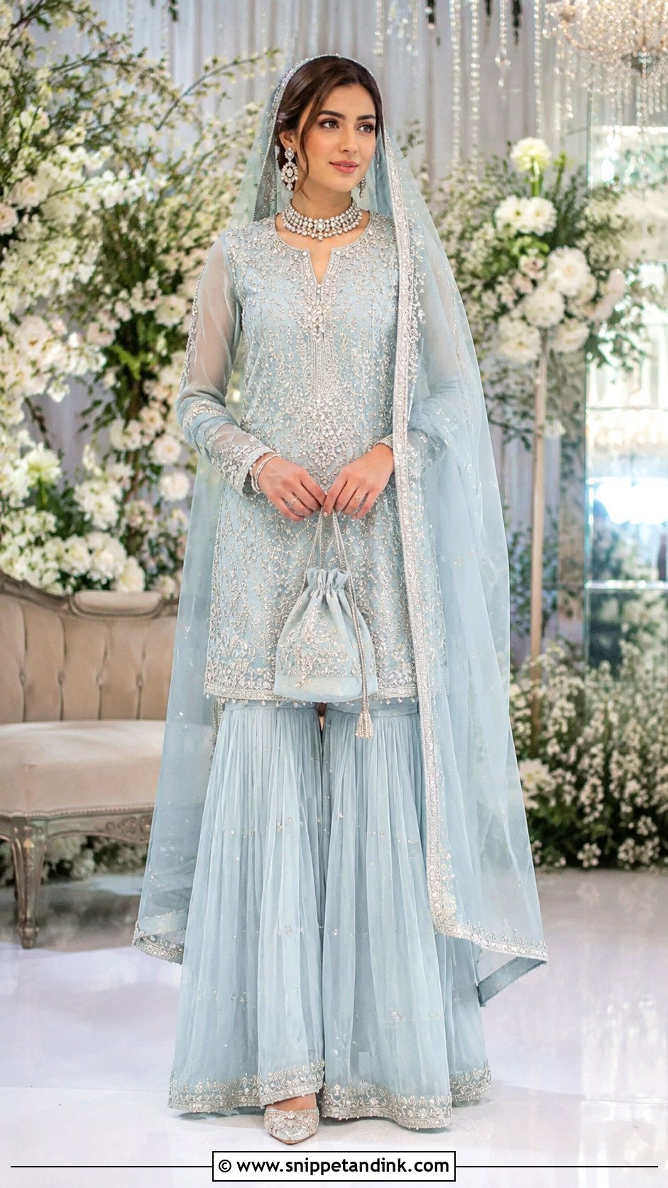 Aqua Blue Walima Gharara - Snippet and Ink - 20 Blue Walima Dress Ideas