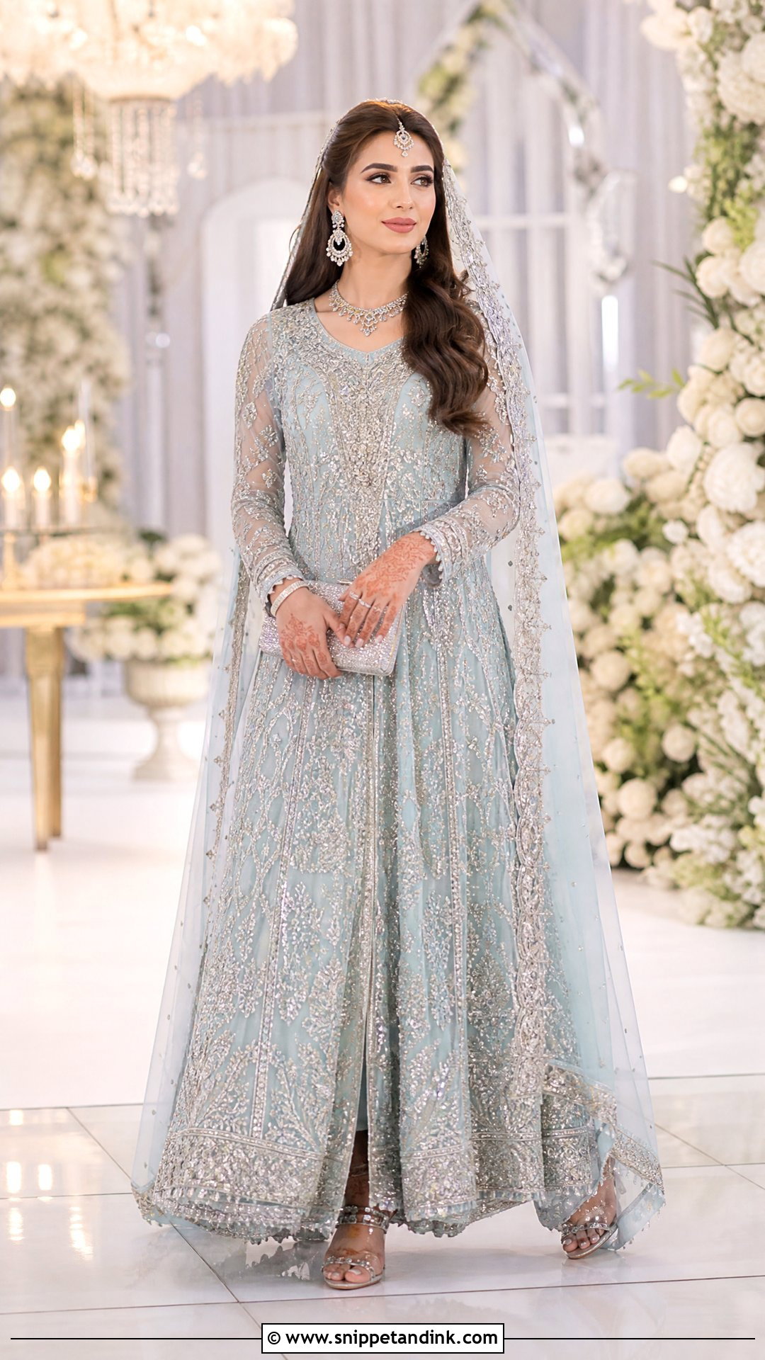 Aqua Waleema Dress With Crystal Work - Snippet and Ink - 25 Waleema Dress Pakistani Bridal Ideas