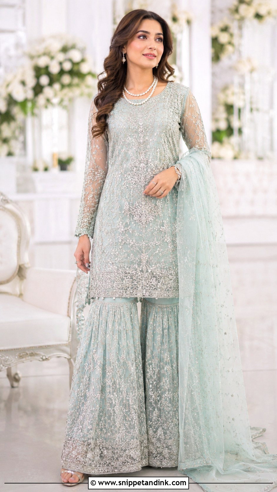 Aqua Walima Bridal Sharara - Snippet and Ink - 25 Walima Bridal Dress Pakistan Ideas