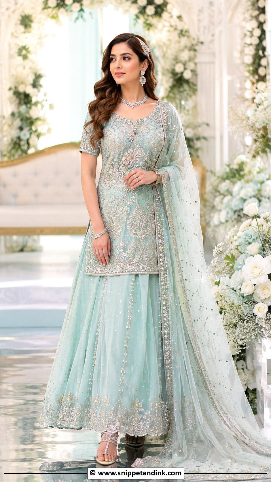 Aqua Walima Lehenga With Short Shirt - Snippet and Ink - 35 Walima Dresses Pakistani Brides