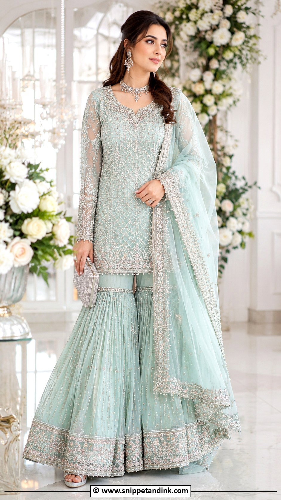 Aqua Walima Sharara For Bride - Snippet and Ink - 30 Walima Outfits for Bride