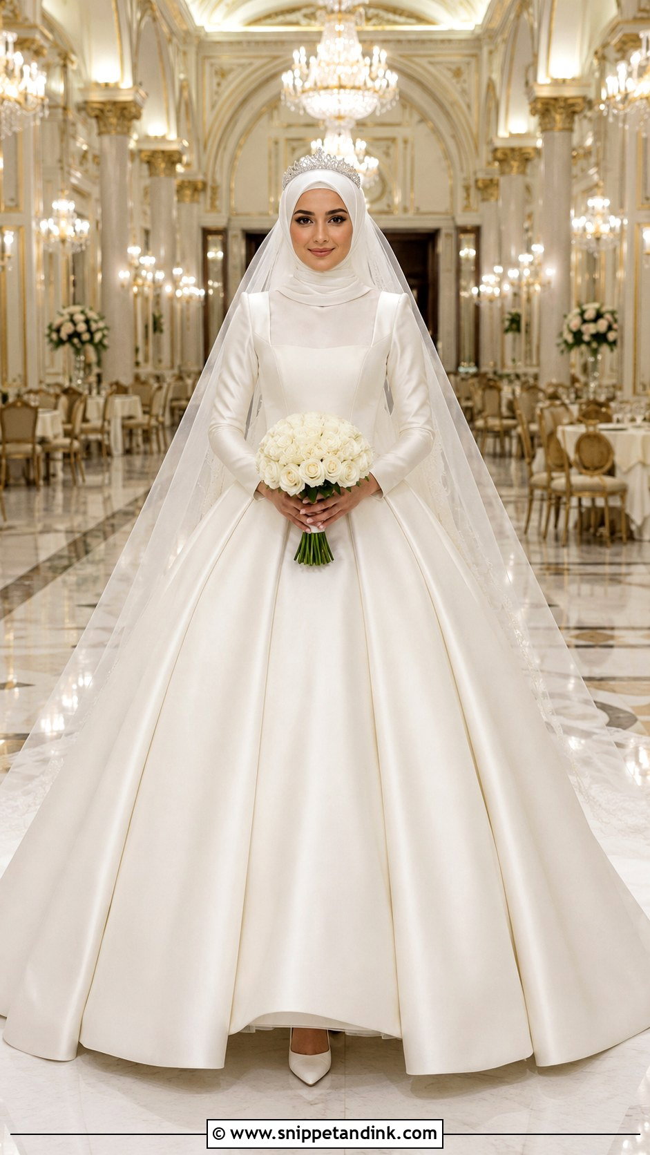 Arab Bride Basque Waist Princess Gown - Snippet and Ink - 20 Arab Bride Dress Ideas