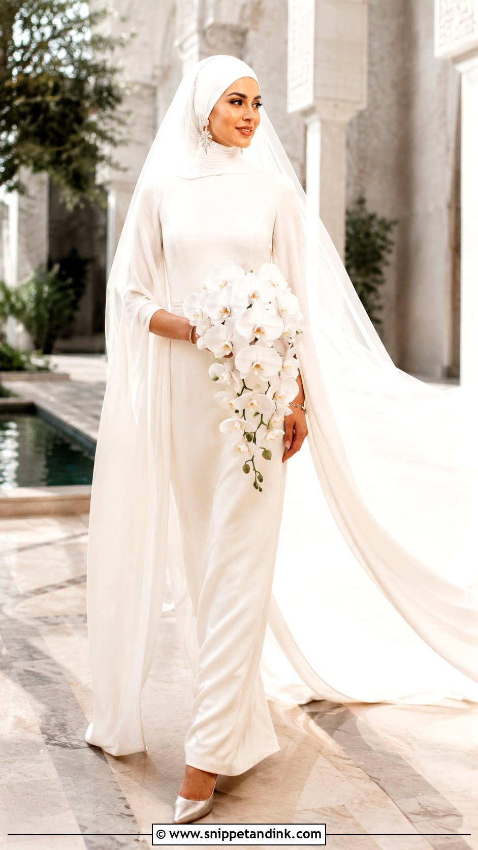 Arab Bride Cape Sleeve Gown - Snippet and Ink - 20 Arab Bride Dress Ideas