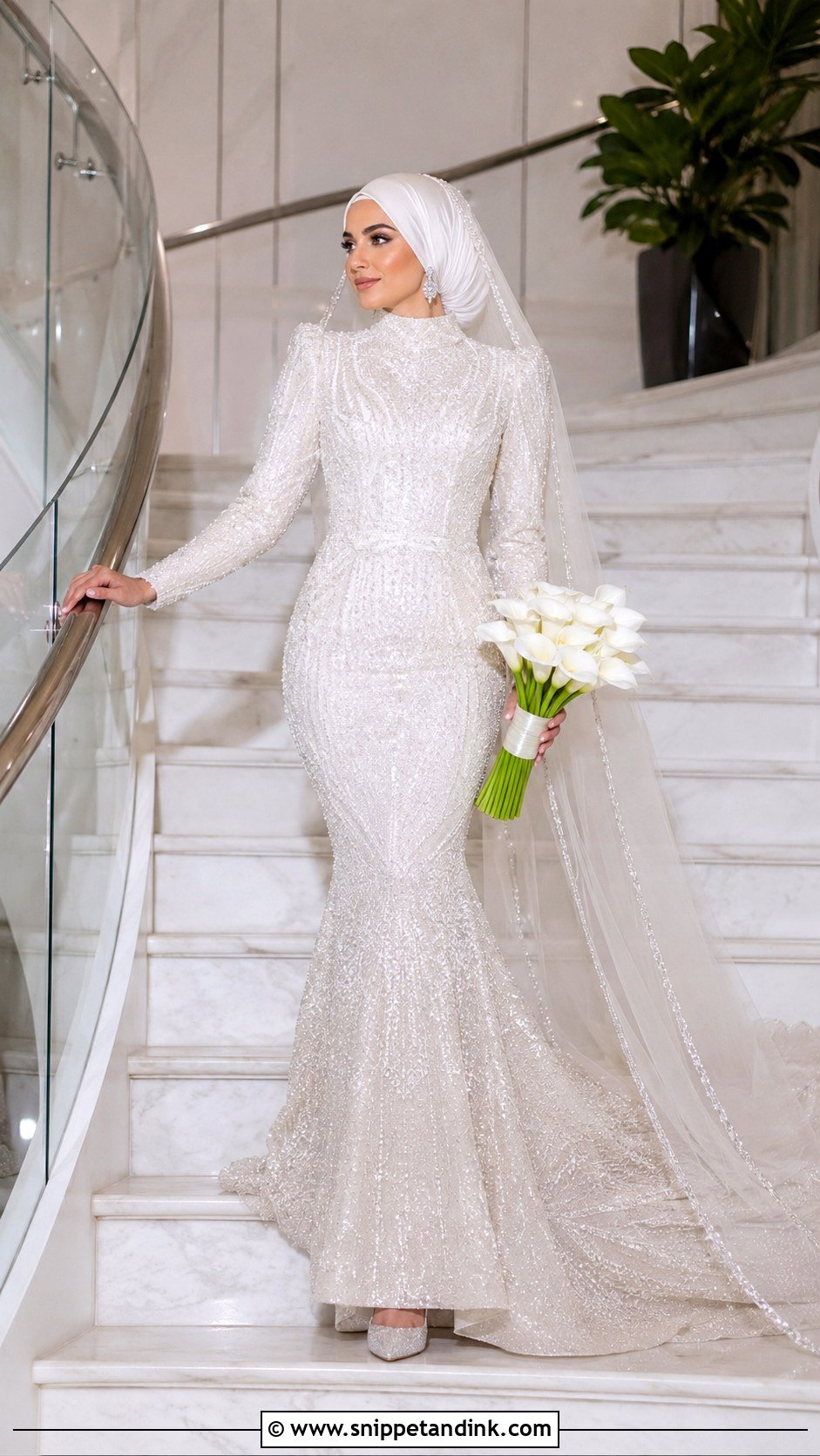 Arab Bride Crystal Mermaid Gown - Snippet and Ink - 20 Arab Bride Dress Ideas