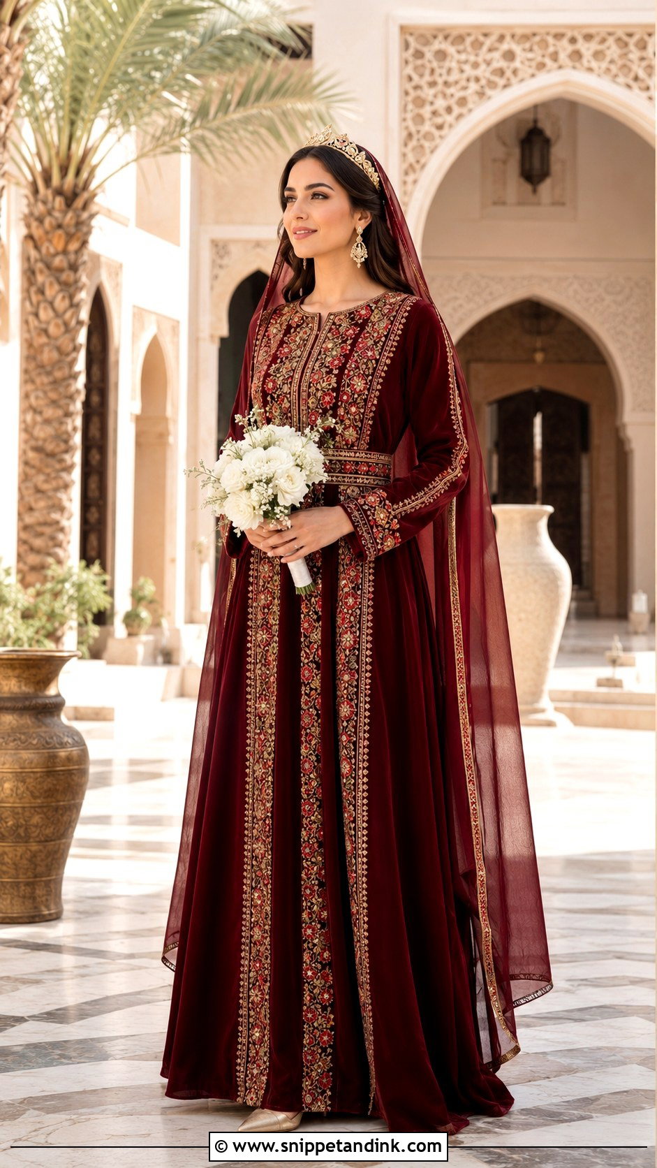 Arab Bride Jordanian Embroidered Dress - Snippet and Ink - 20 Arab Bride Dress Ideas