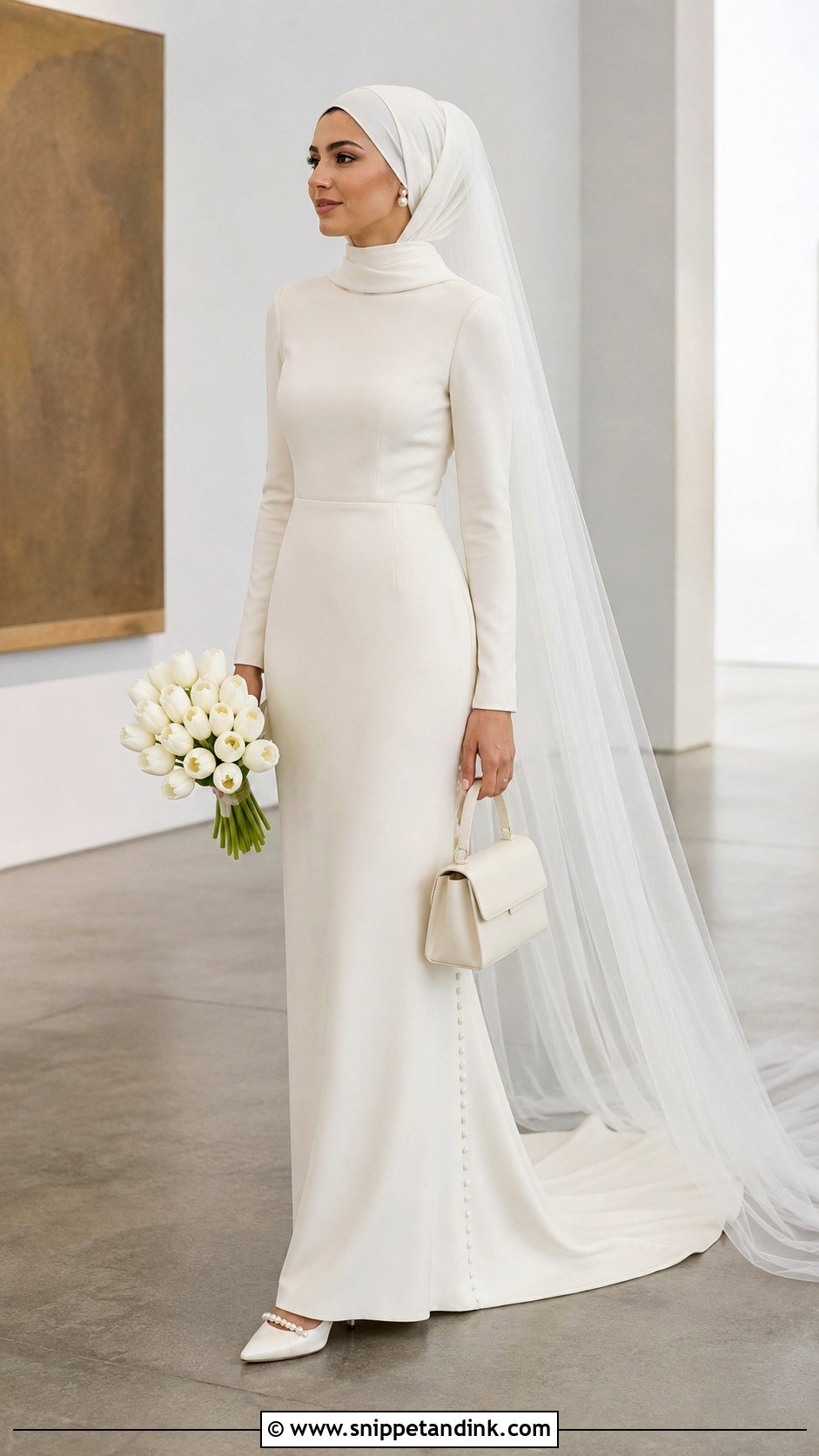 Arab Bride Minimalist Crepe Gown - Snippet and Ink - 20 Arab Bride Dress Ideas
