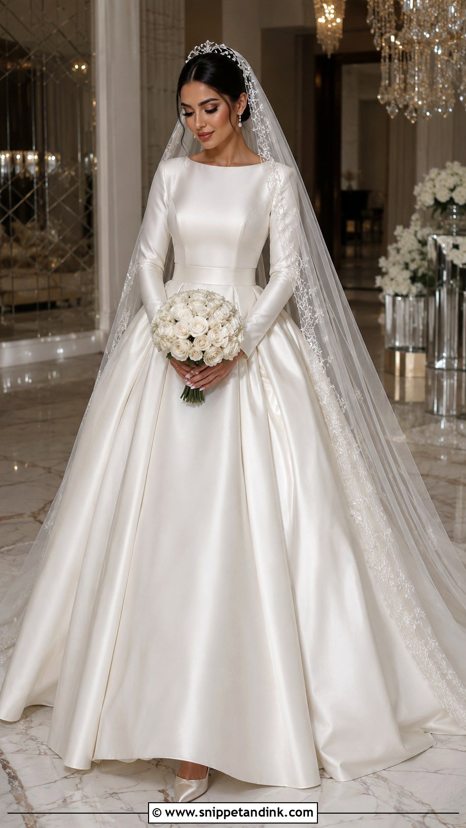 Arab Bride Satin Ball Gown - Snippet and Ink - 20 Arab Bride Dress Ideas