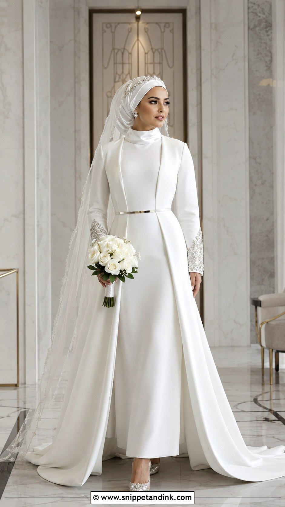 Arab Bride White Bridal Abaya - Snippet and Ink - 20 Arab Bride Dress Ideas