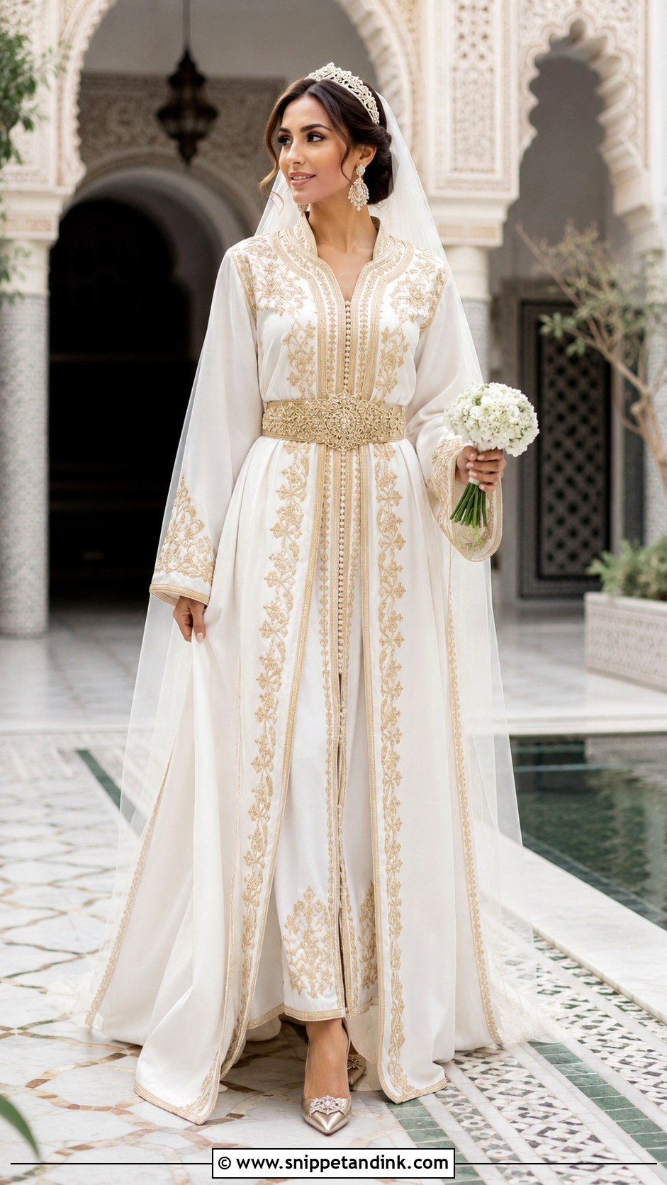Arab Bride White Moroccan Kaftan - Snippet and Ink - 20 Arab Bride Dress Ideas