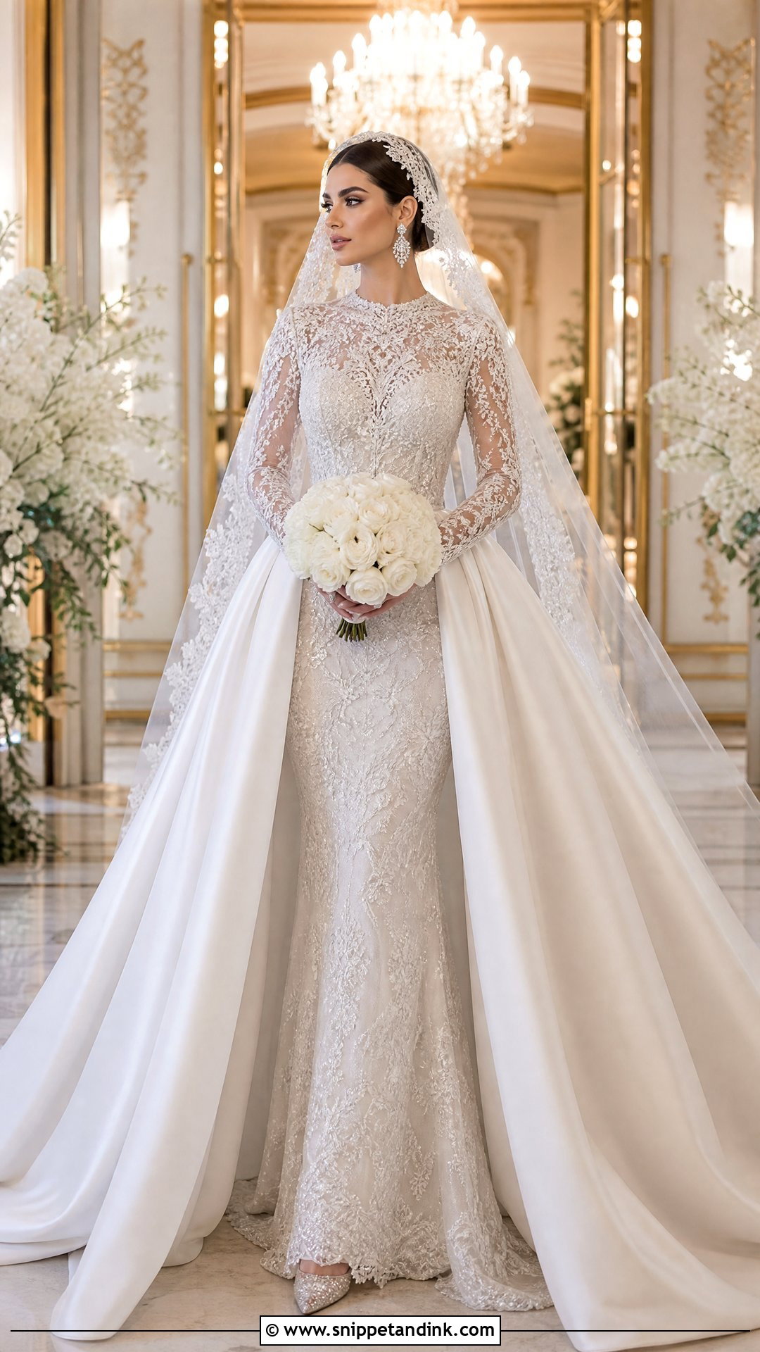 Arab Wedding Dress With Detachable Overskirt - Snippet and Ink - 25 Arab Wedding Dresses