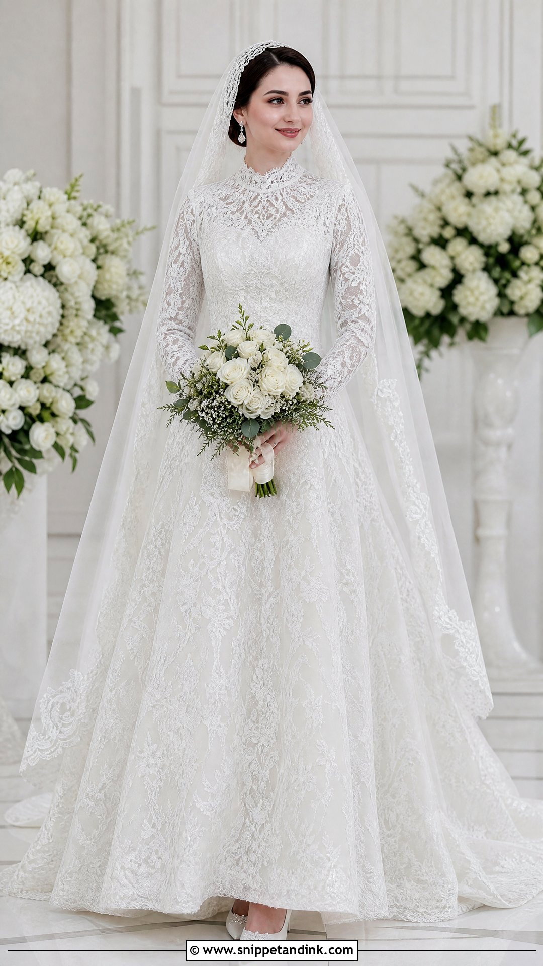 Arabian Long Sleeve Lace Wedding Dress - Snippet and Ink - 25 Arabian Wedding Dress Ideas