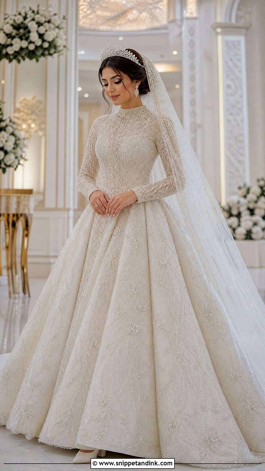Arabic Beaded Ball Gown Wedding Dress - Snippet and Ink - 20 Eastern Wedding Dresses