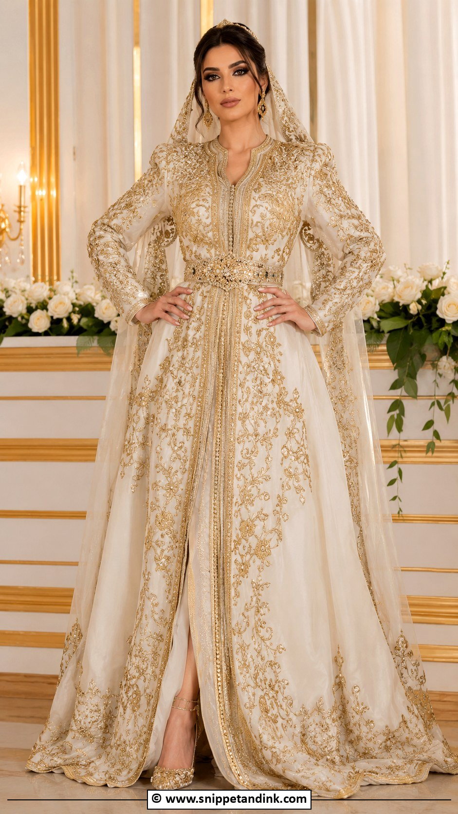 Arabic Gold Embroidery Wedding Dress - Snippet and Ink - 30 Arabic Wedding Dresses