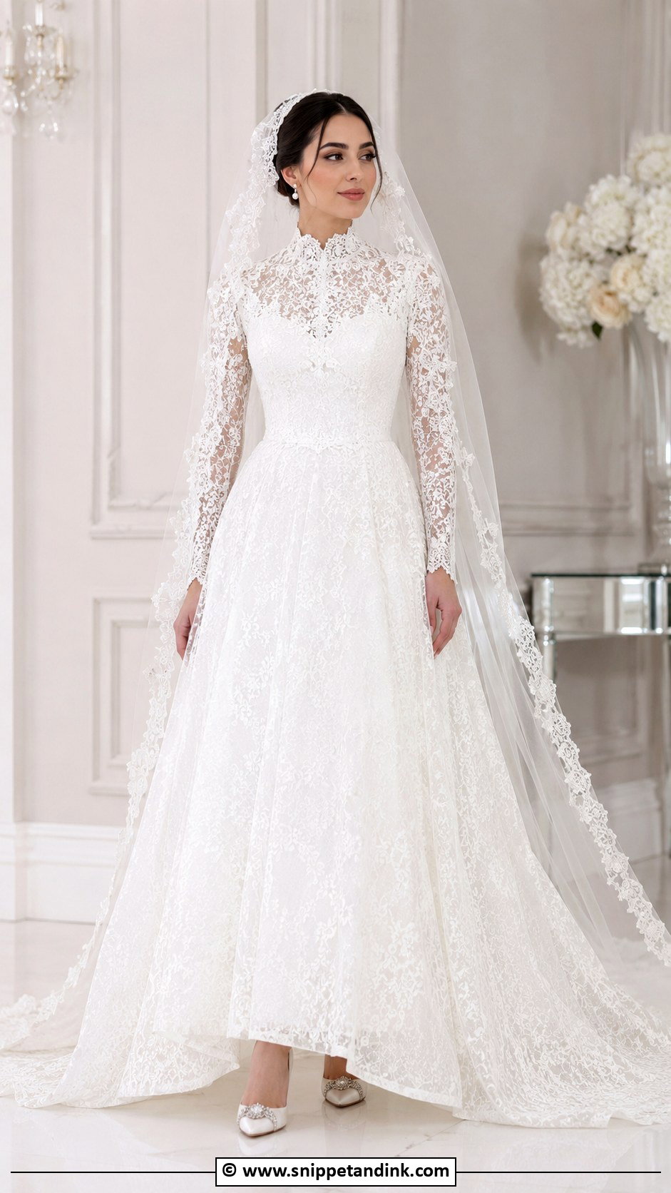 Arabic High Neck Wedding Dress - Snippet and Ink - 30 Arabic Wedding Dresses