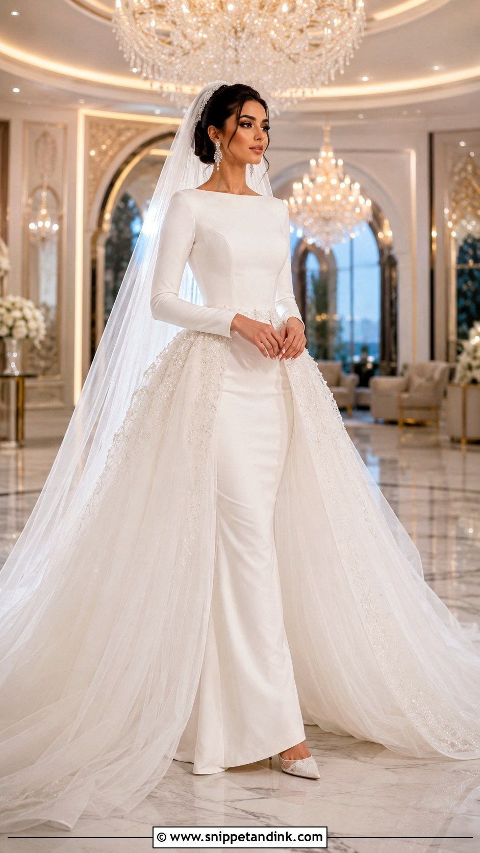 Arabic Wedding Dress With Detachable Overskirt - Snippet and Ink - 20 Arabic Wedding Dress Dubai Ideas