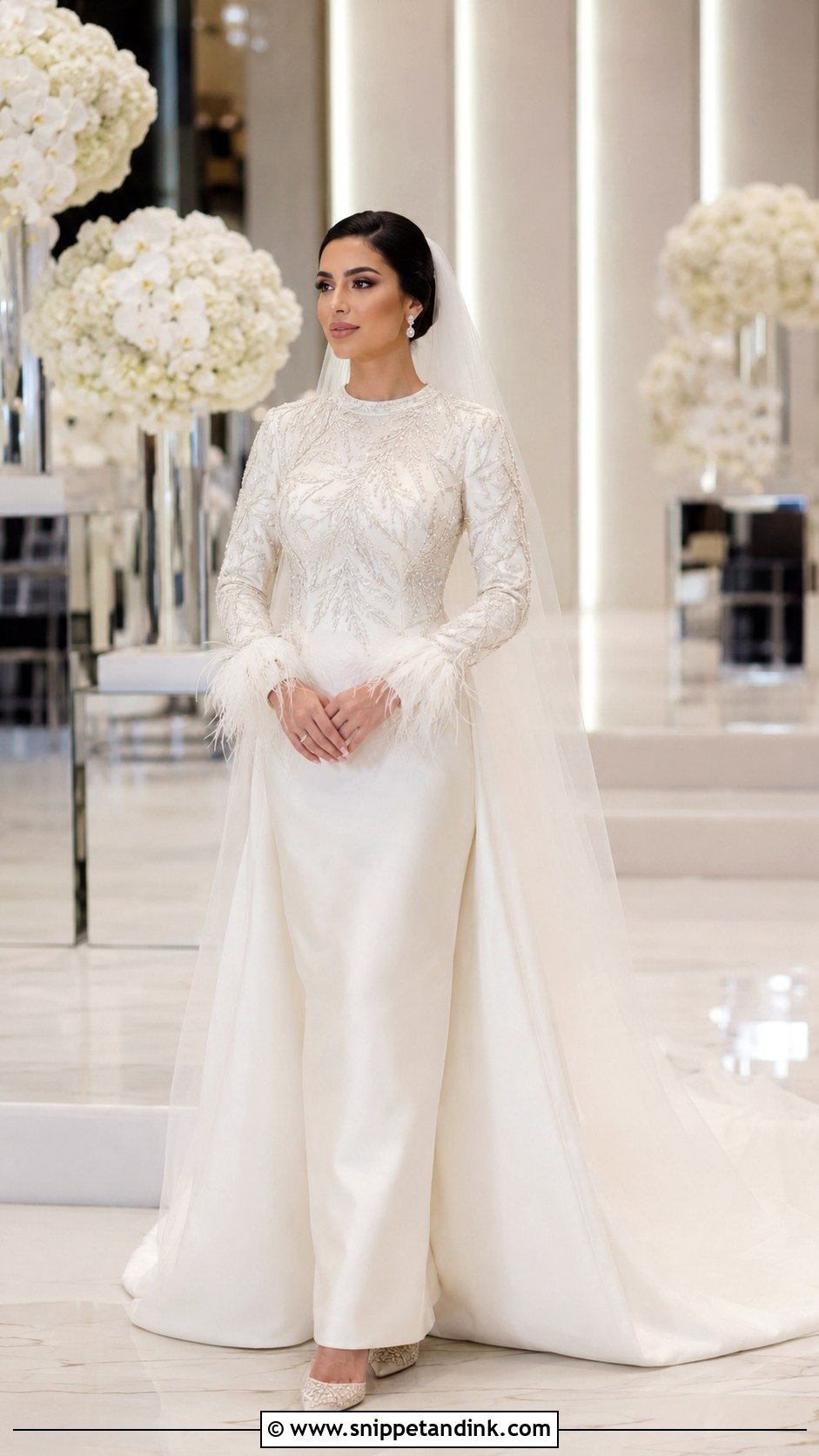 Arabic Wedding Dress With Feather Details - Snippet and Ink - 20 Arabic Wedding Dress Dubai Ideas