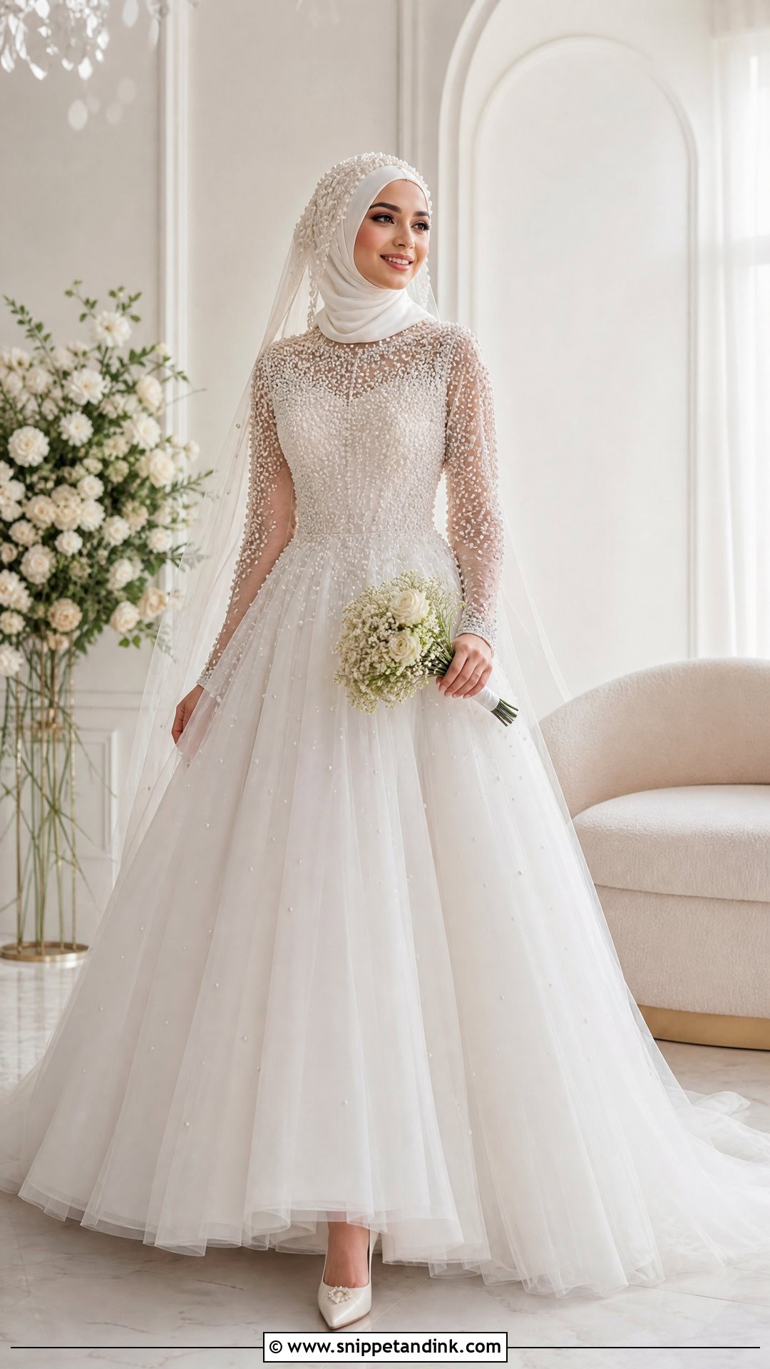 Arabic Wedding Dress With Pearl Details - Snippet and Ink - 25 Arabic Wedding Dress Ideas