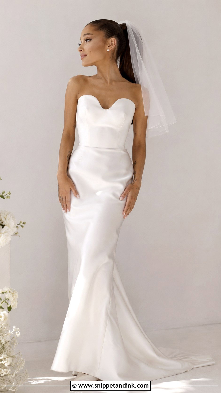 Ariana Grande Sculpted Satin Wedding Dress - Snippet and Ink - 20 Celebrity Brides Ideas
