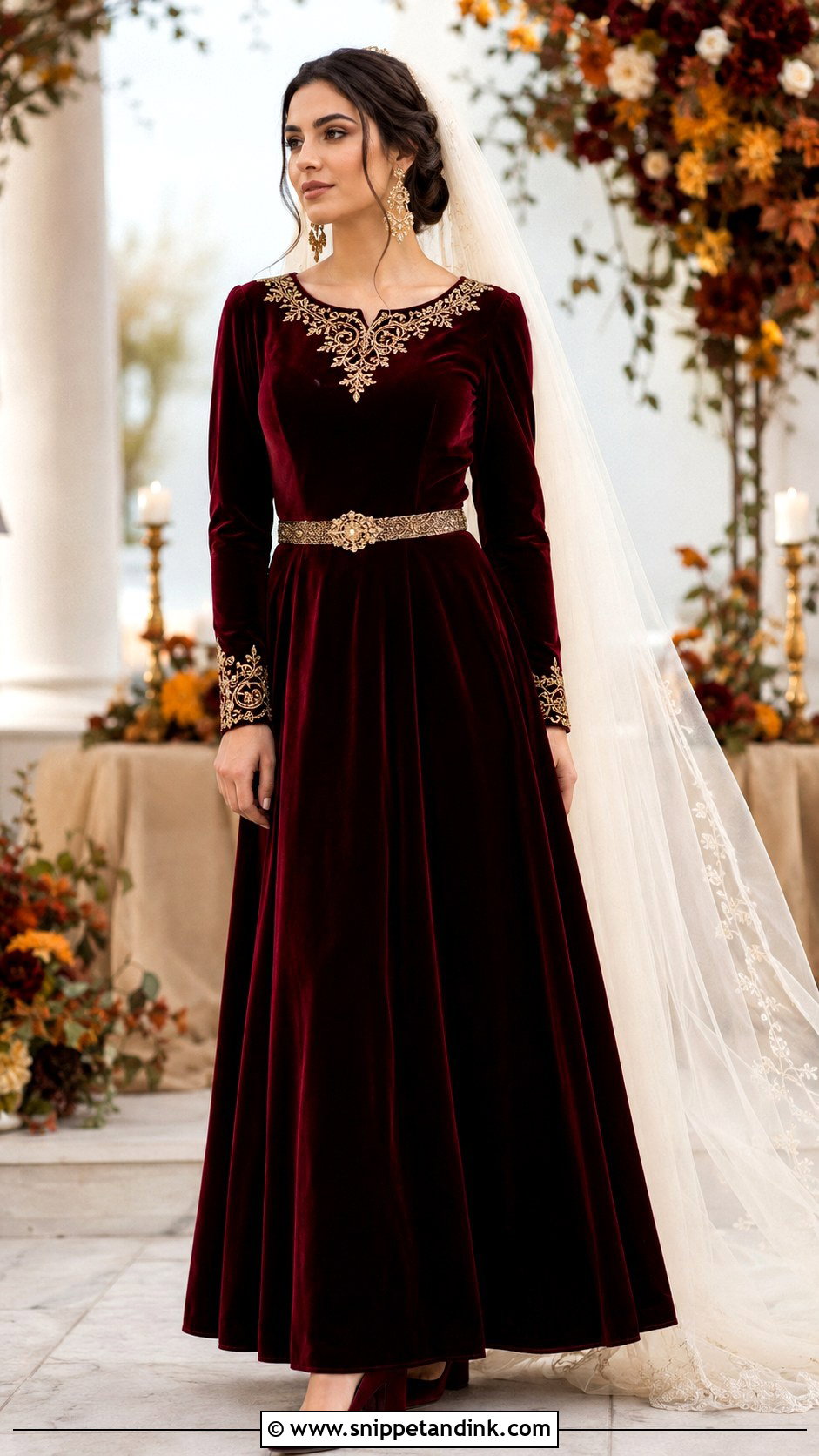 Armenian Velvet Long Sleeve Wedding Dress - Snippet and Ink - 20 Armenian Wedding Dress Ideas