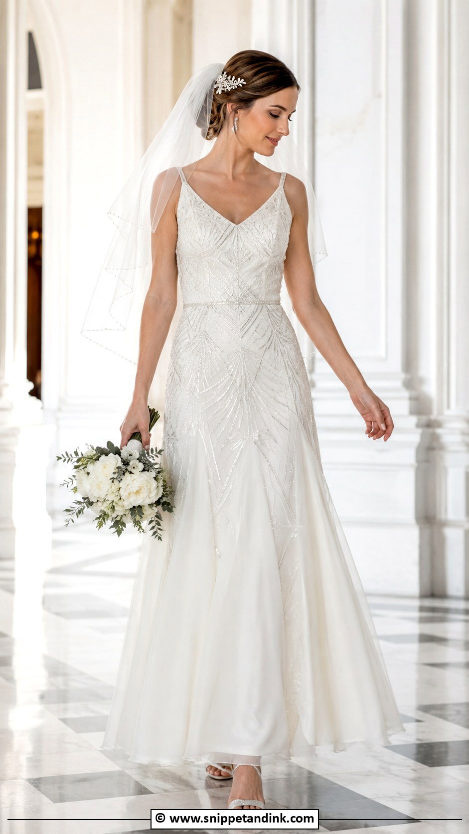 Art Deco A Line Wedding Dress - Snippet and Ink - 30 Art Deco Wedding Dress Ideas