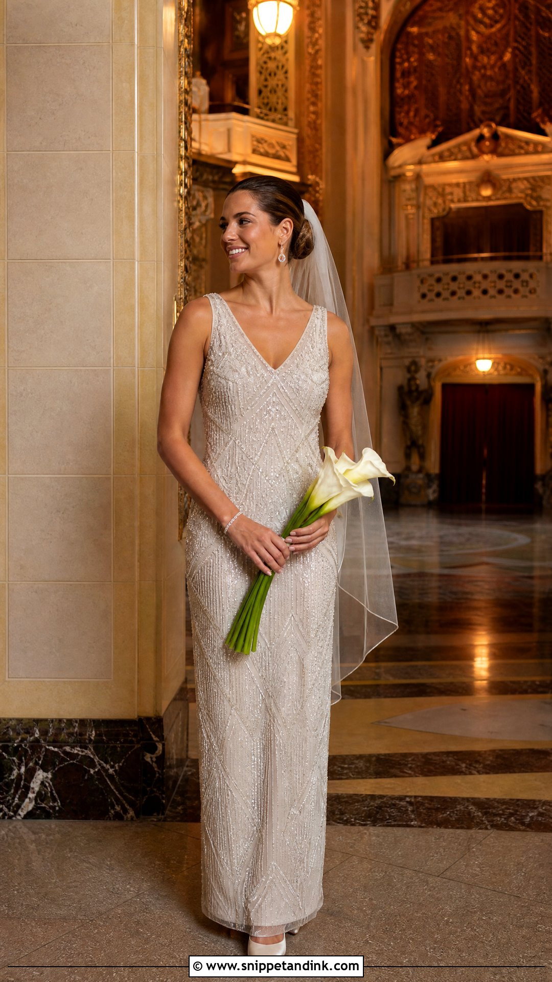 Art Deco Beaded Bridal Gown Look - Snippet and Ink - 20 Bridal Gown Aesthetic Ideas