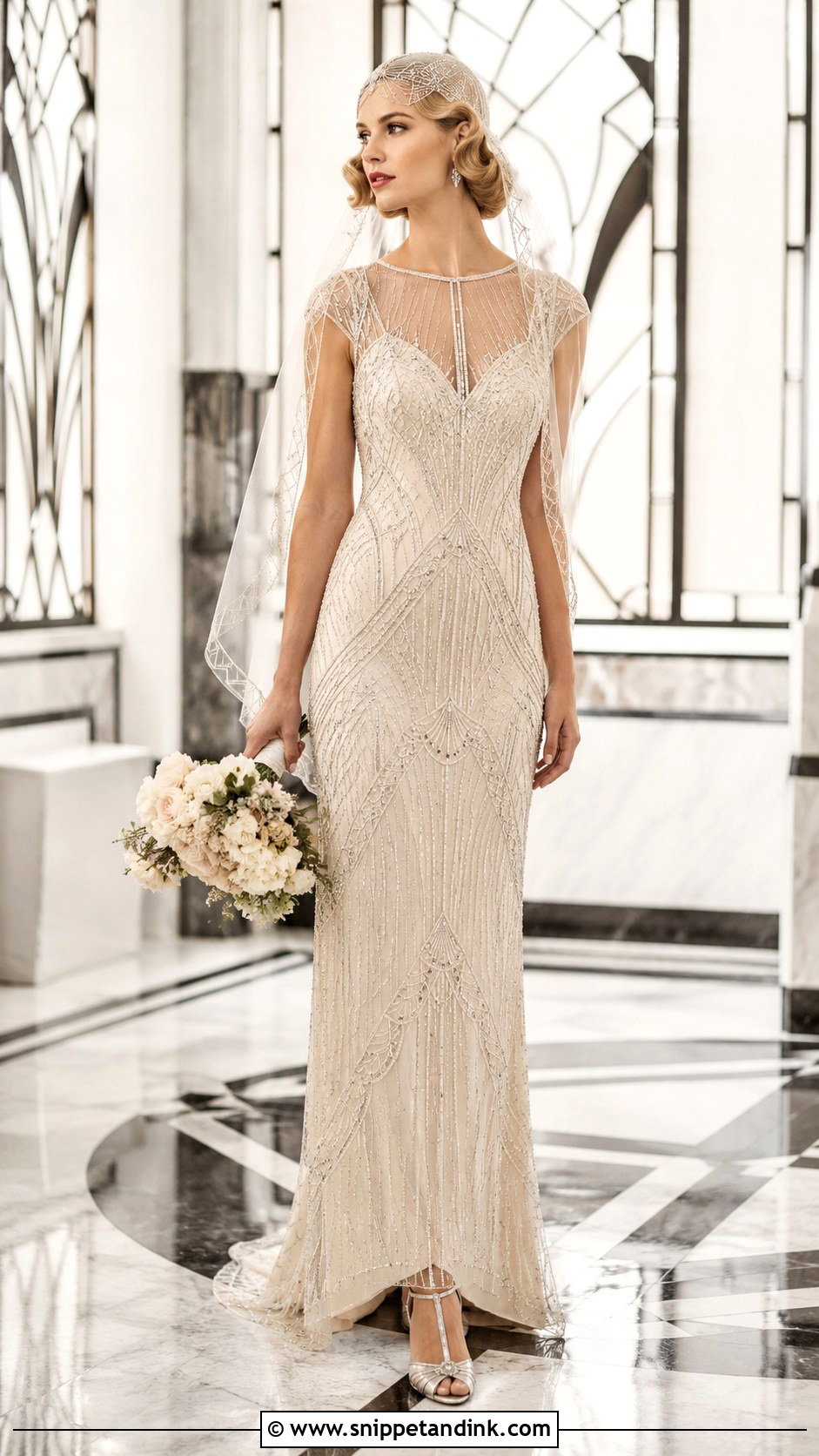 Art Deco Beaded Bridal Gown - Snippet and Ink - 20 Beaded Bridal Gown Ideas