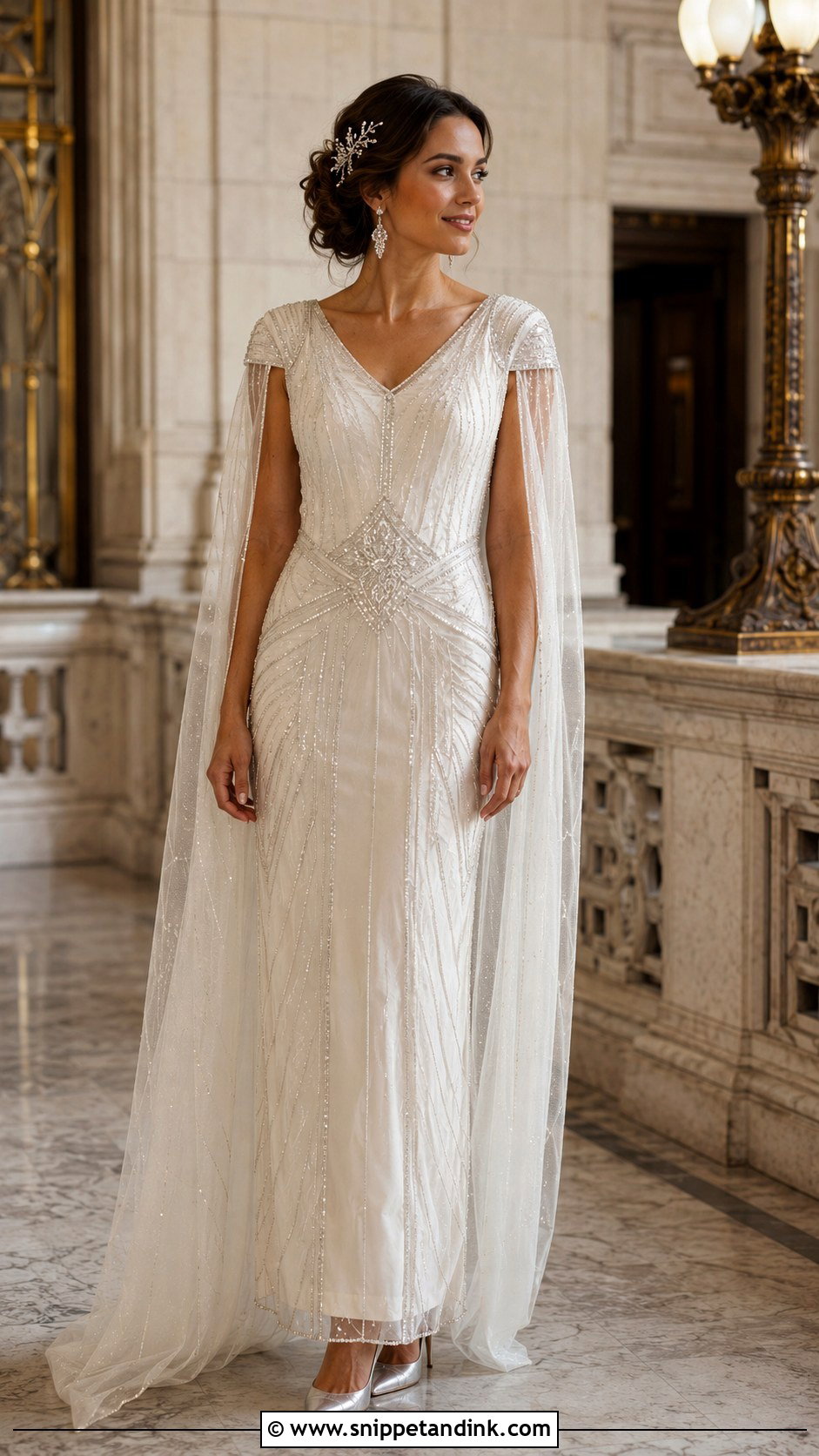 Art Deco Beaded Satin Wedding Dress - Snippet and Ink - 20 Vintage Satin Wedding Dress Ideas