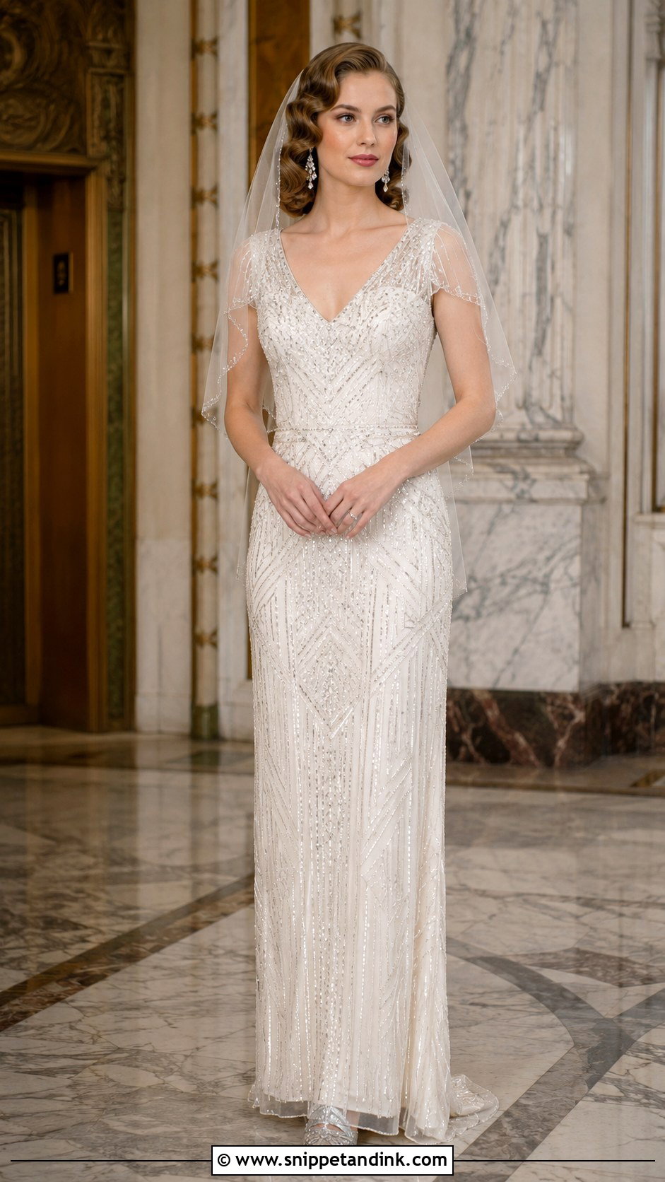 Art Deco Beaded Sheath Wedding Dress - Snippet and Ink - 20 Jeweled Wedding Dress Ideas