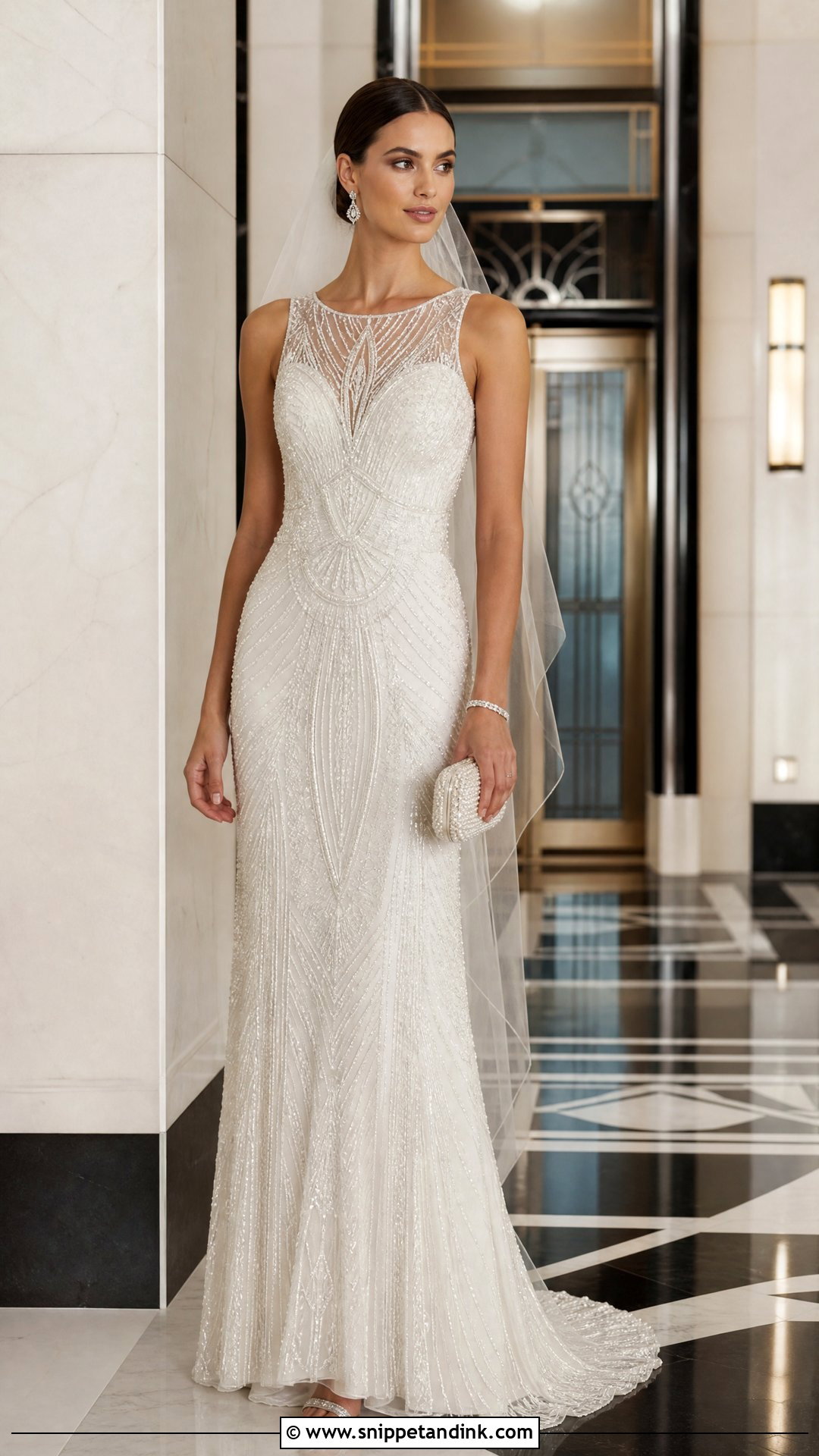 Art Deco Beaded Sheath Wedding Gown - Snippet and Ink - 20 Vintage Classy Wedding Gown Ideas