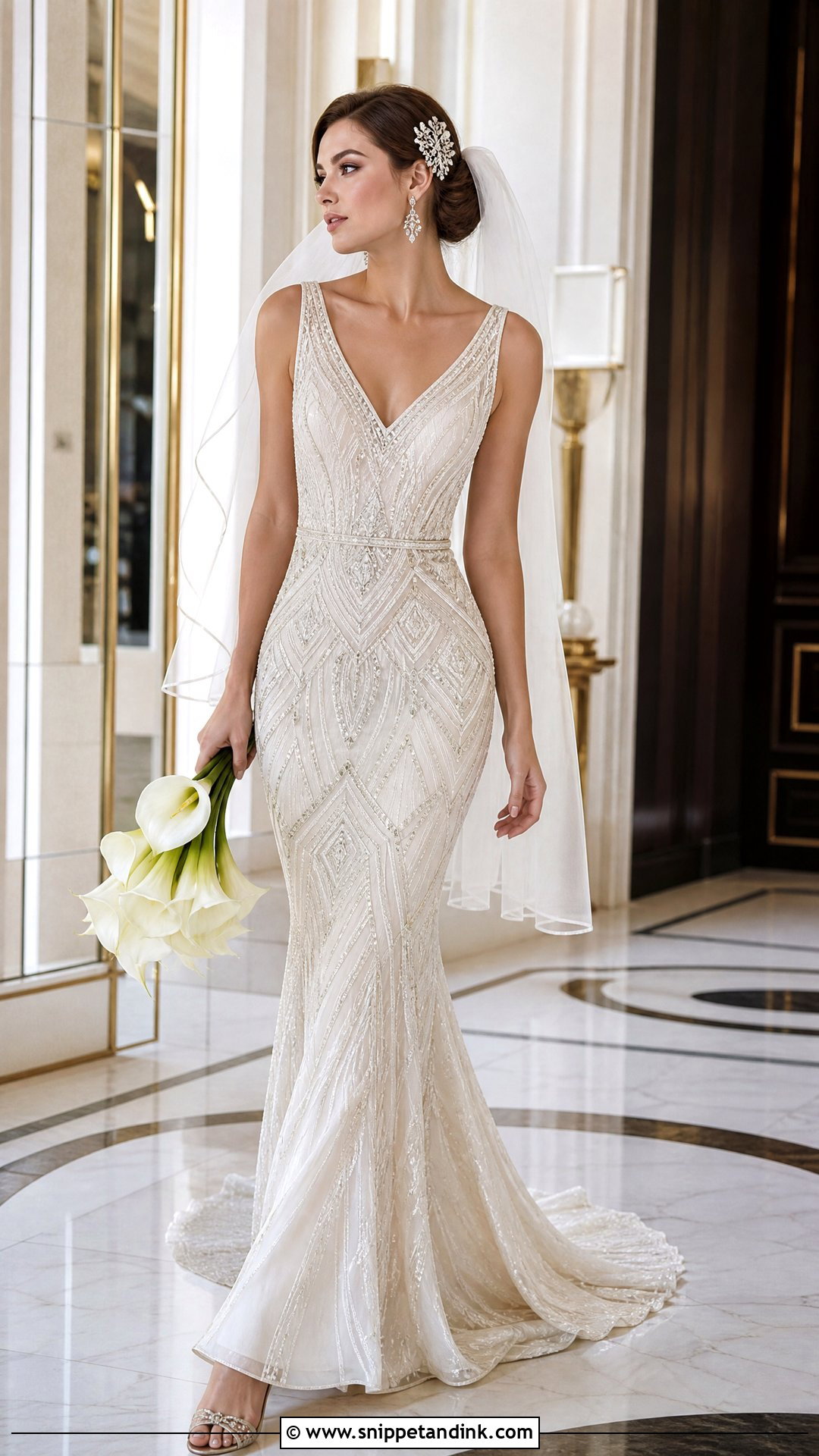 Art Deco Beaded Vintage Mermaid Wedding Dress - Snippet and Ink - 20 Vintage Mermaid Wedding Dress Ideas