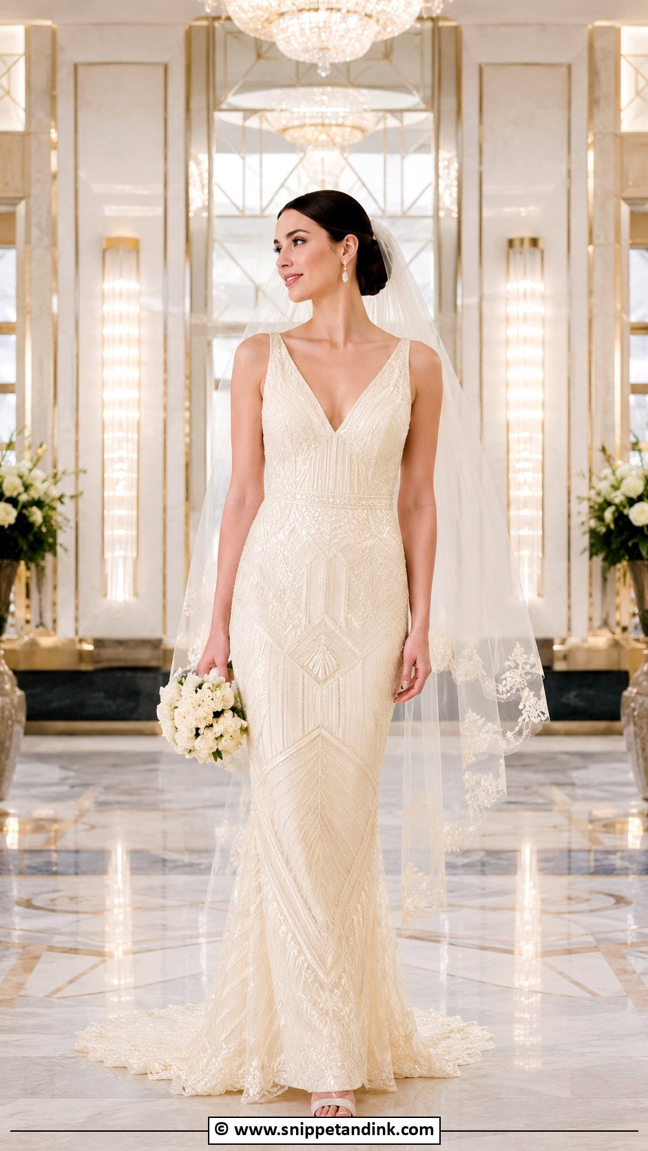 Art Deco Gold Wedding Dress - Snippet and Ink - 30 Art Deco Wedding Dress Ideas