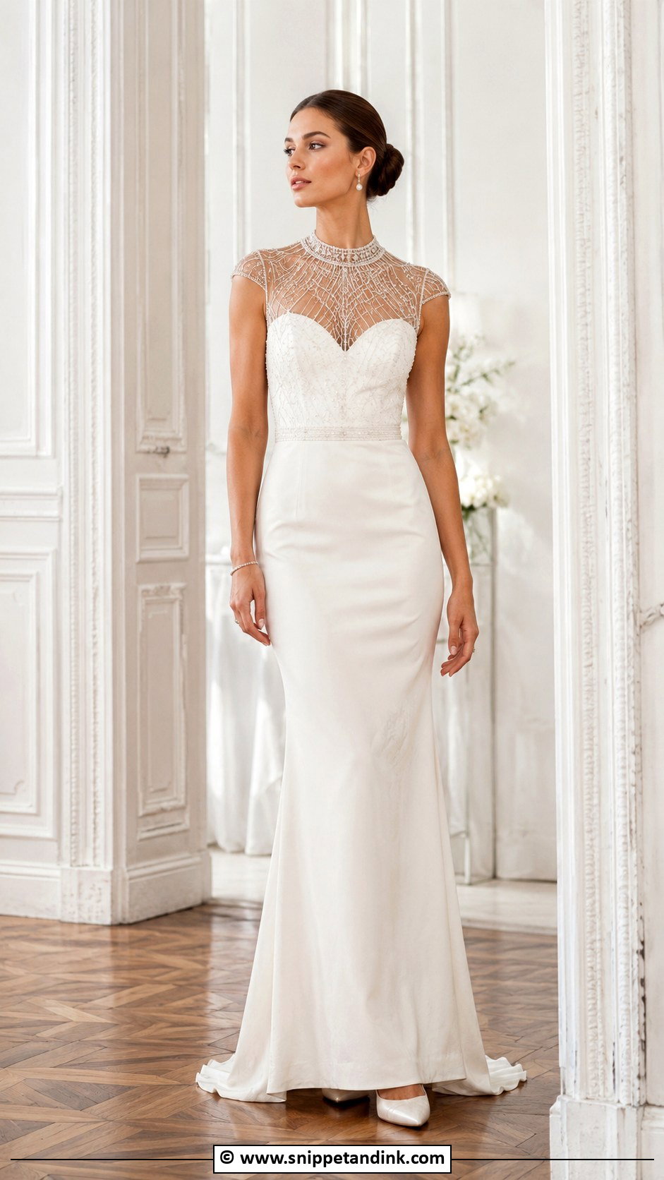 Art Deco High Neck Wedding Dress - Snippet and Ink - 30 Art Deco Wedding Dress Ideas