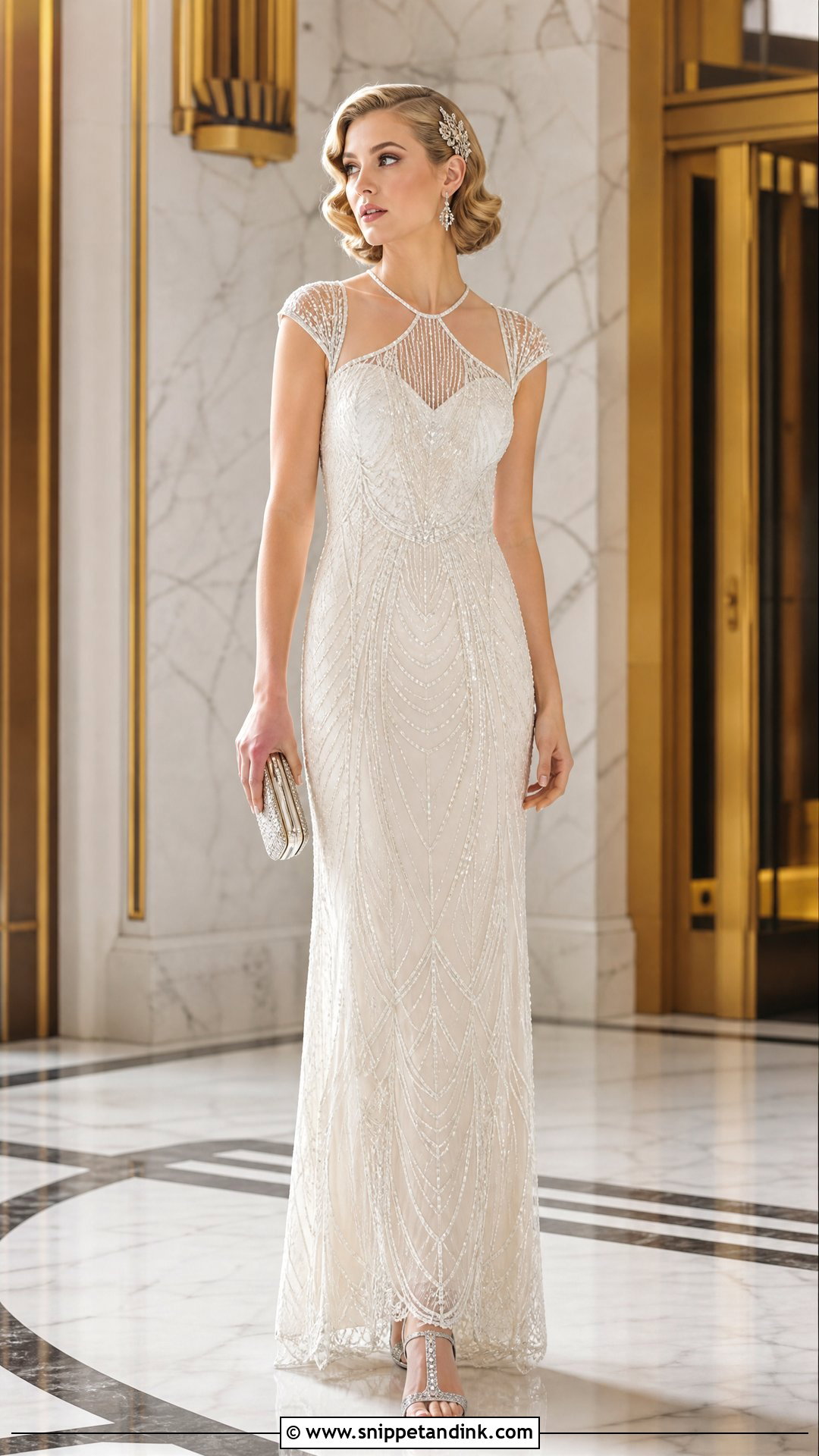 Art Deco Lace Wedding Dress With Cap Sleeves - Snippet and Ink - 20 Vintage Lace Wedding Dress with Sleeves