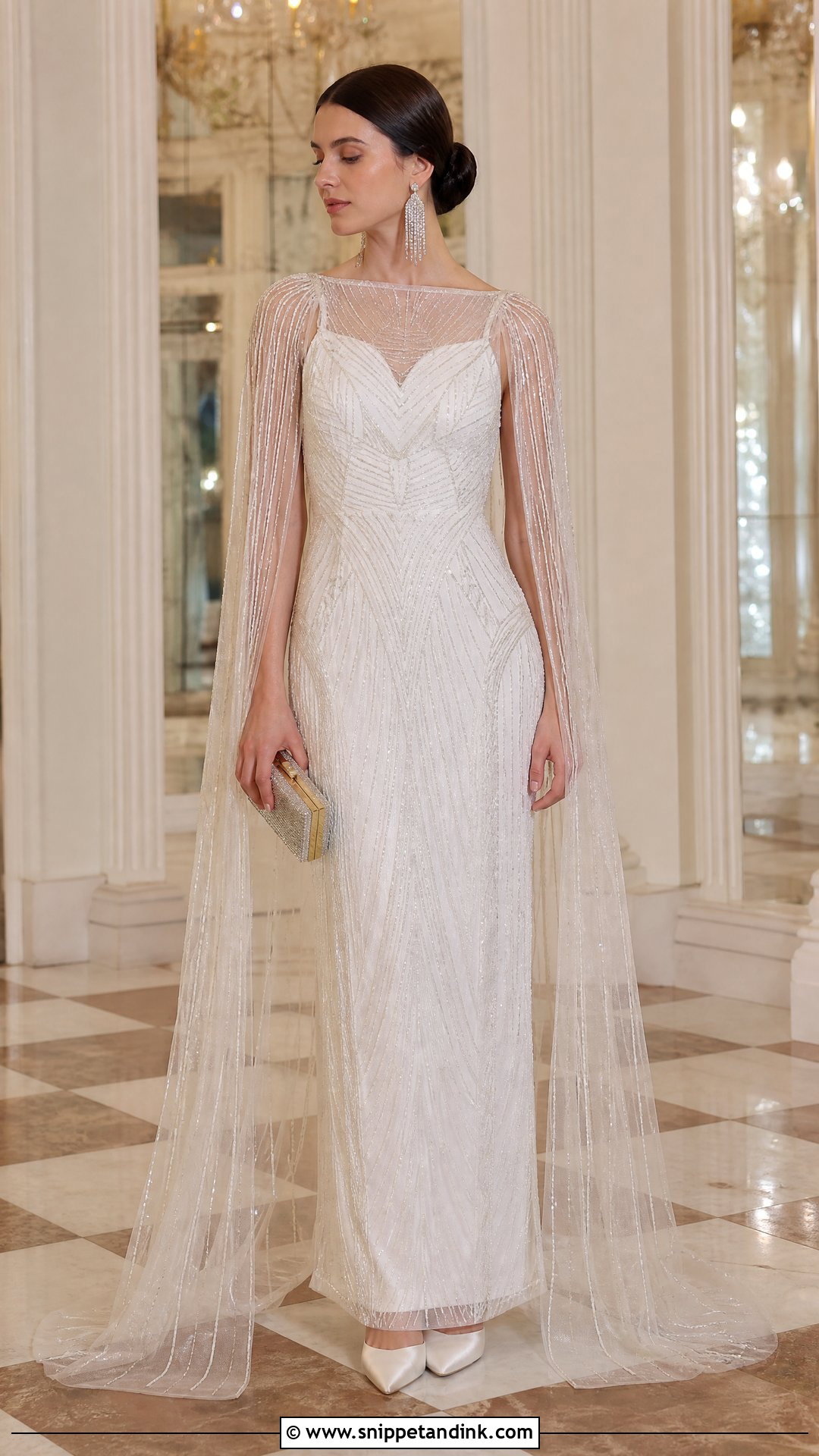 Art Deco Retro Bridal Column Gown - Snippet and Ink - 20 Retro Bridal Ideas